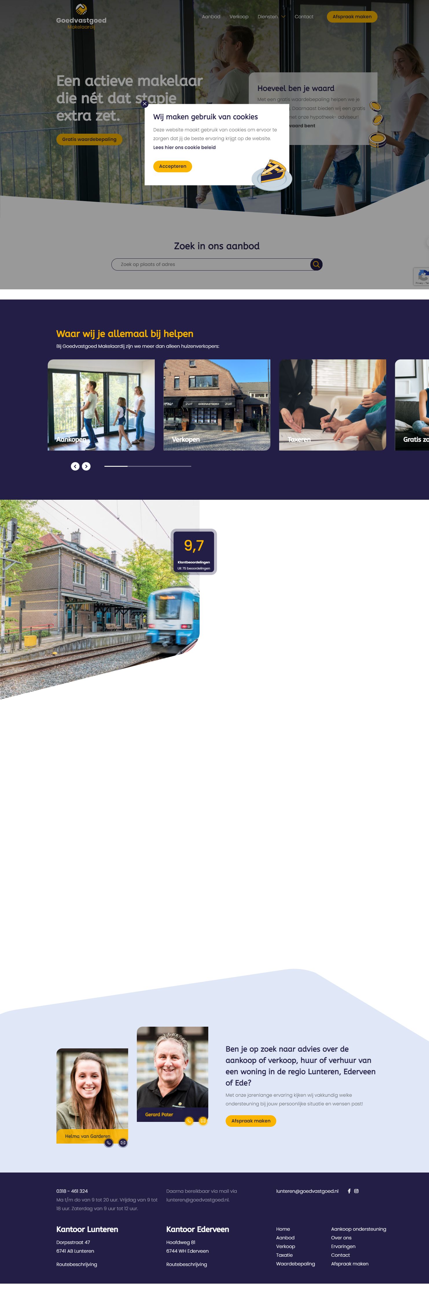 Screenshot van de website van www.goedvastgoed.nl