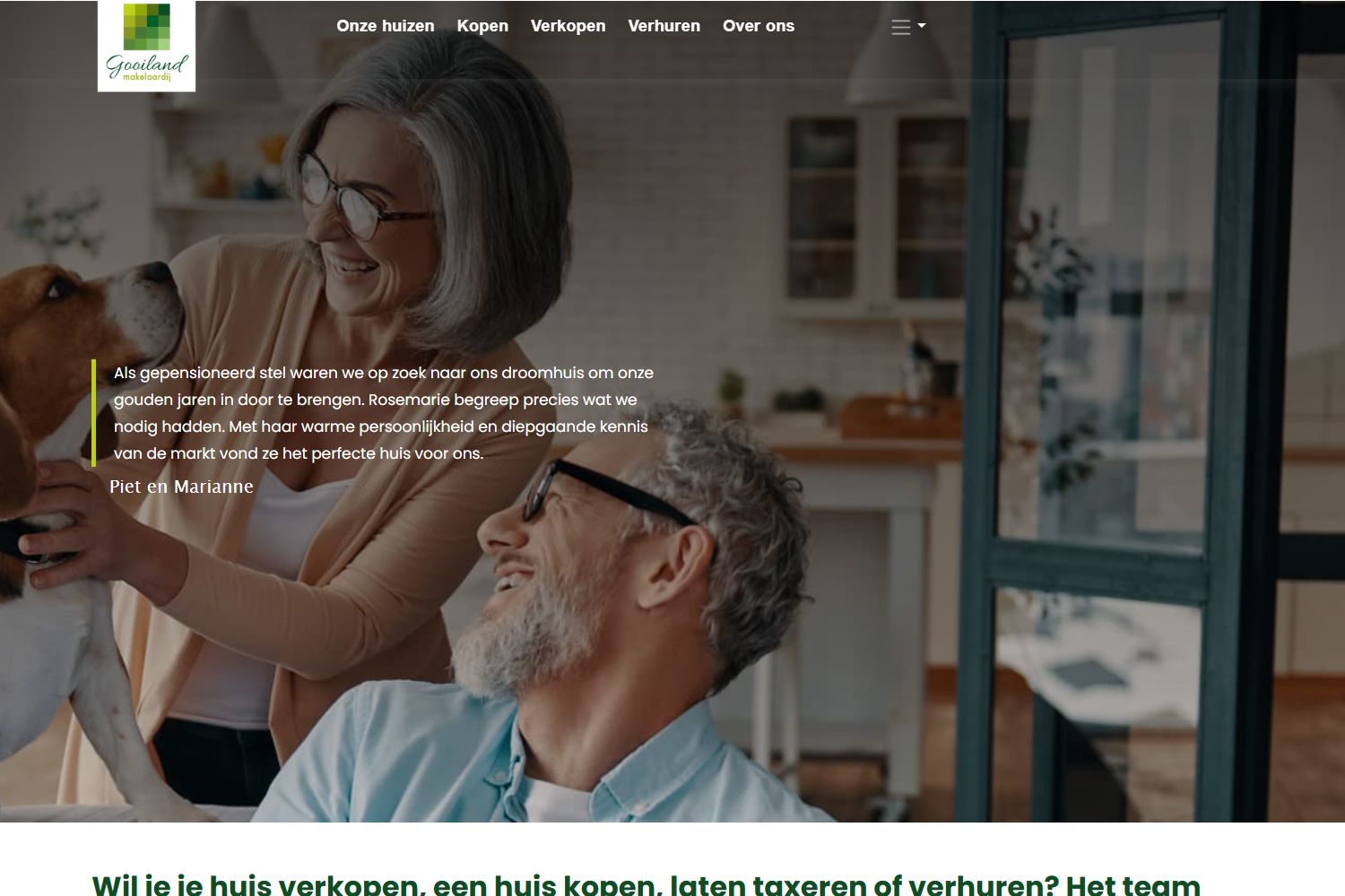 Screenshot van de website van www.gooilandmakelaardij.nl