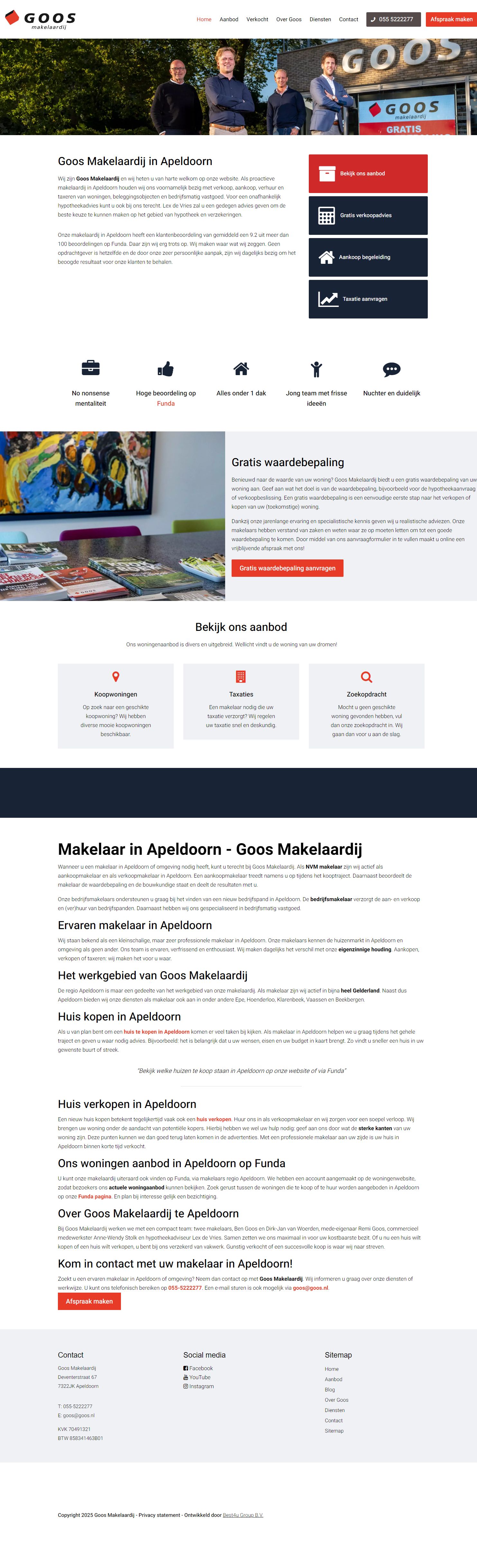 Screenshot van de website van www.goos.nl