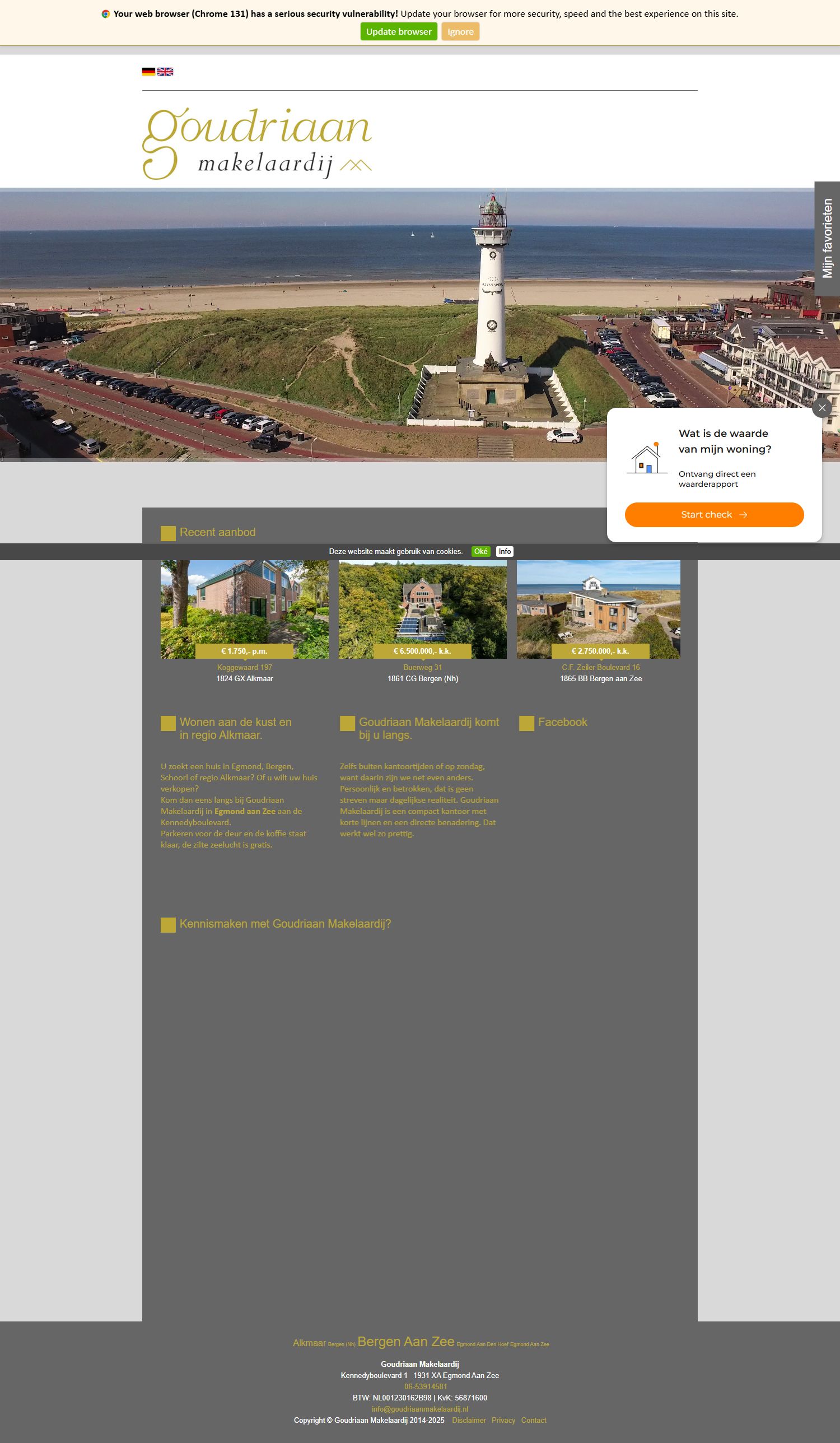 Screenshot van de website van goudriaanmakelaardij.nl