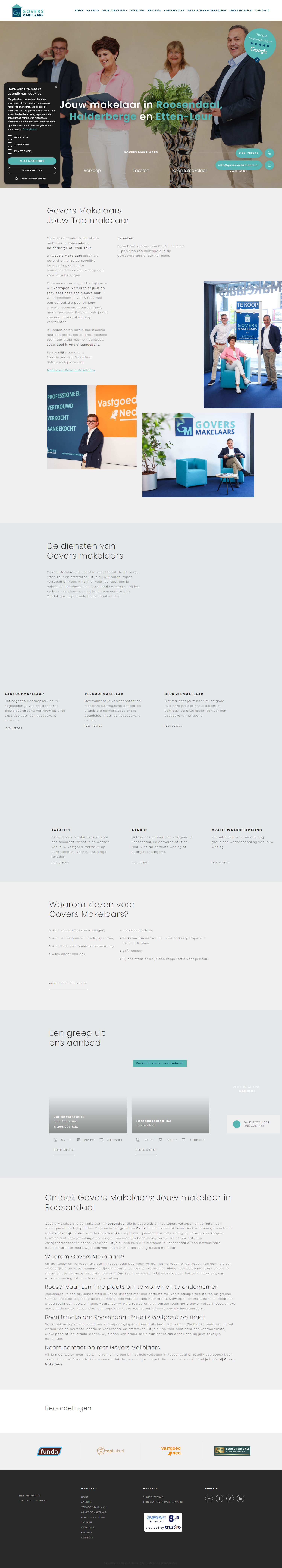 Screenshot van de website van www.goversmakelaars.nl
