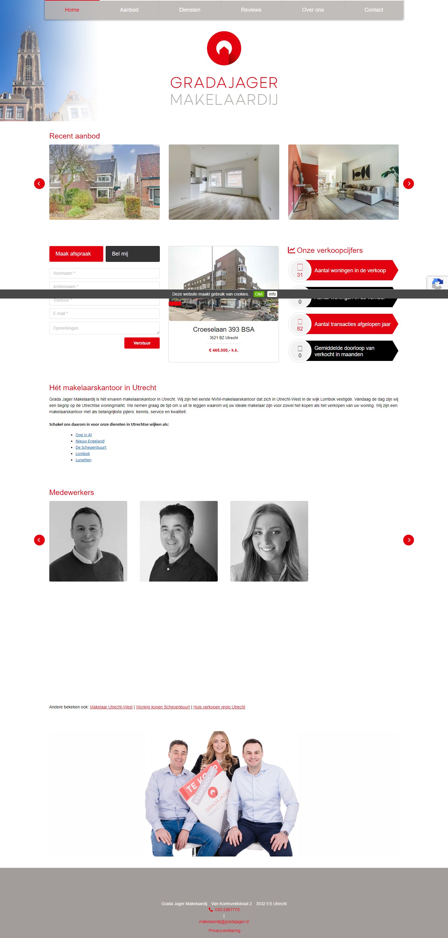 Screenshot van de website van www.gradajager.nl