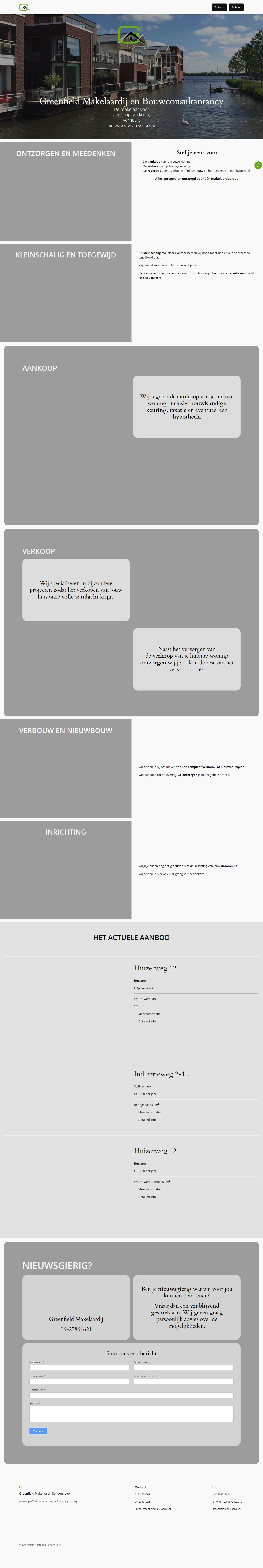 Screenshot van de website van www.greenfieldmakelaardij.nl