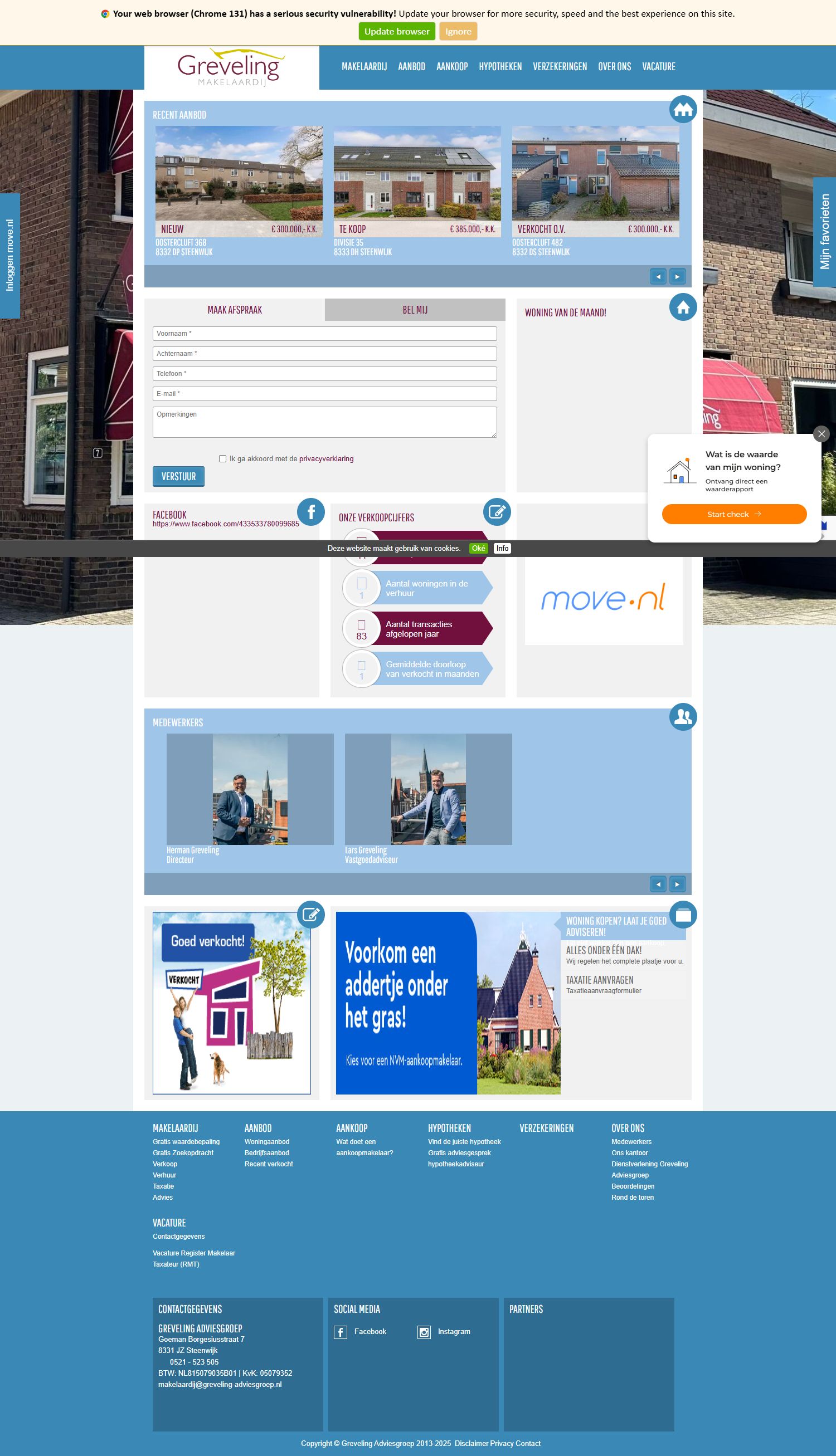 Screenshot van de website van www.greveling-adviesgroep.nl