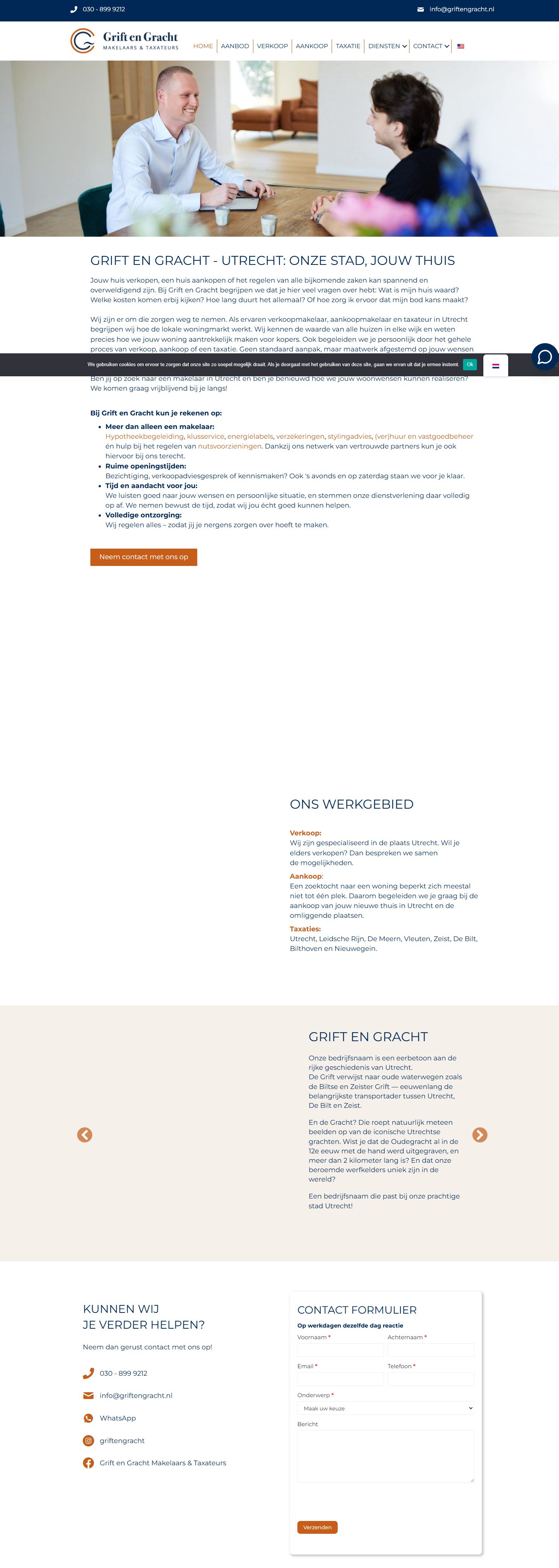 Screenshot van de website van www.griftengracht.nl