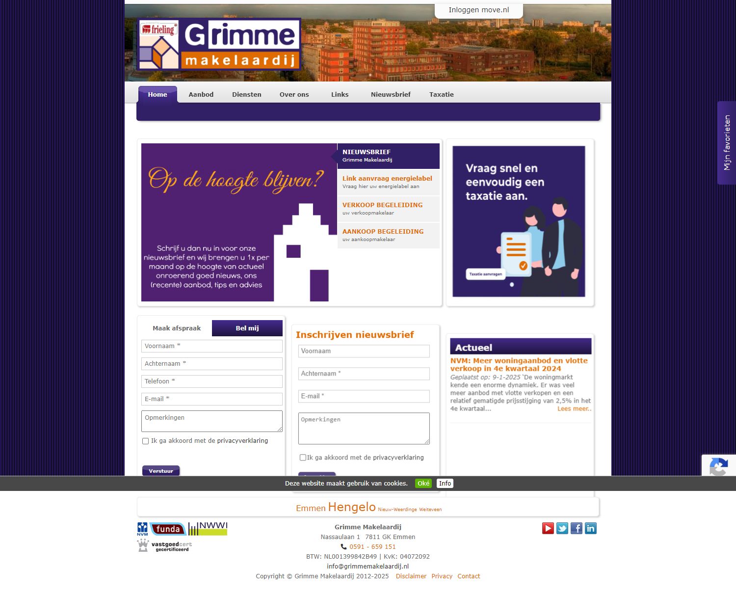 Screenshot van de website van www.grimmemakelaardij.nl