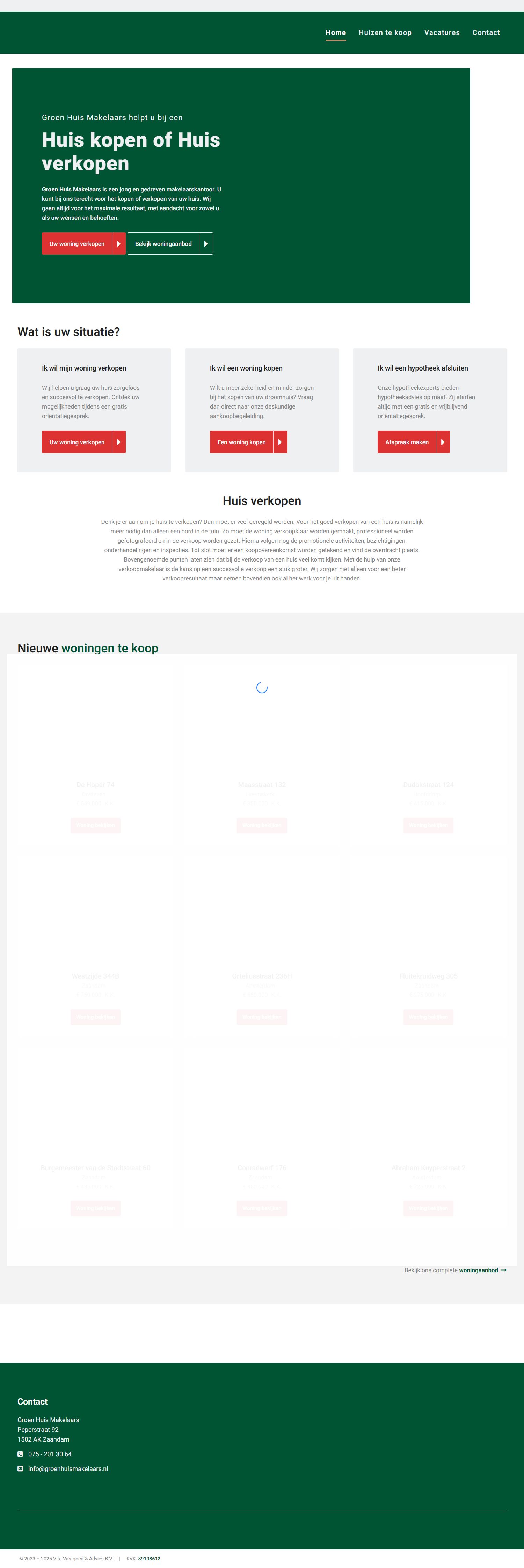 Screenshot van de website van www.groenhuismakelaars.nl