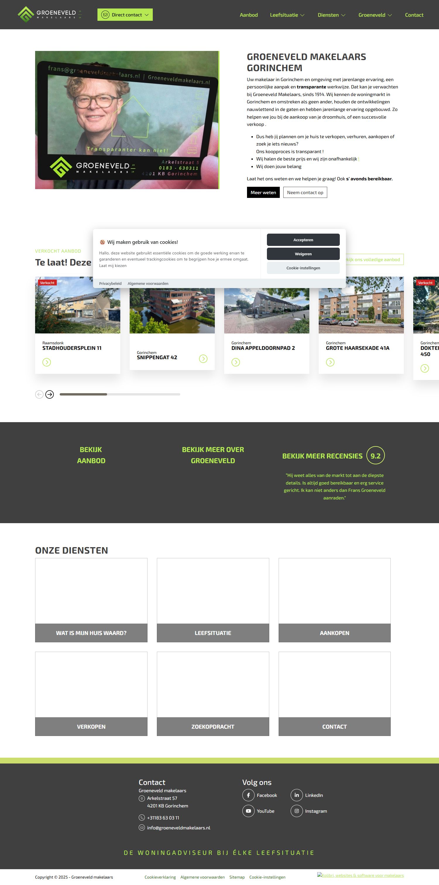 Screenshot of the website of www.groeneveldmakelaars.nl