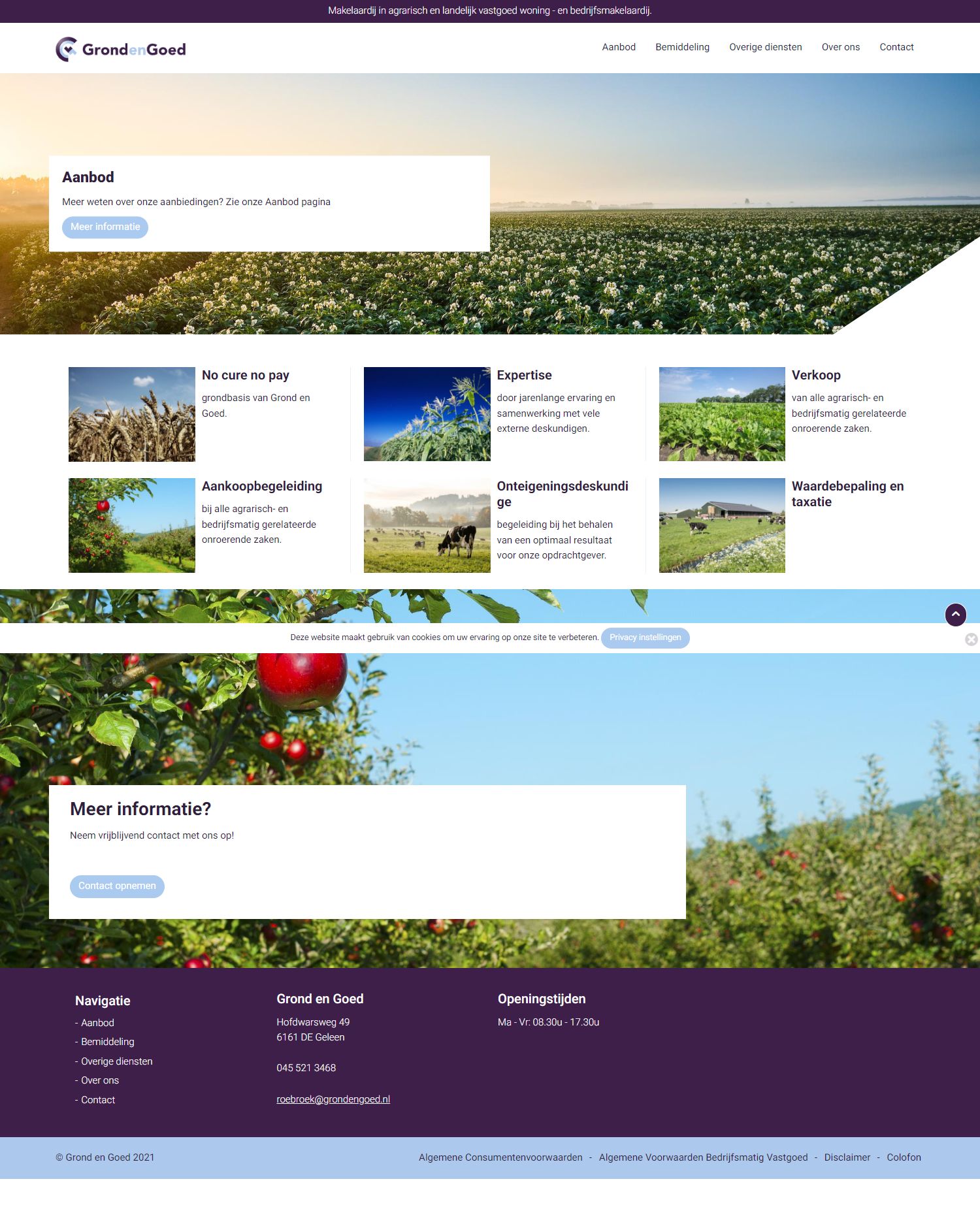 Screenshot van de website van www.grondengoed.nl