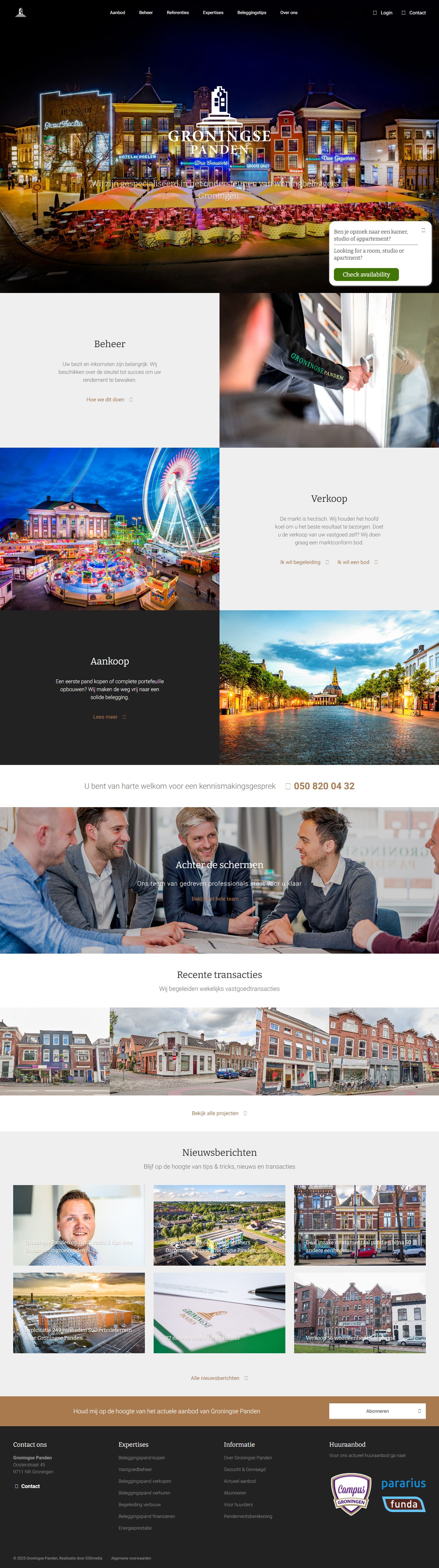 Screenshot van de website van www.groningsepanden.nl