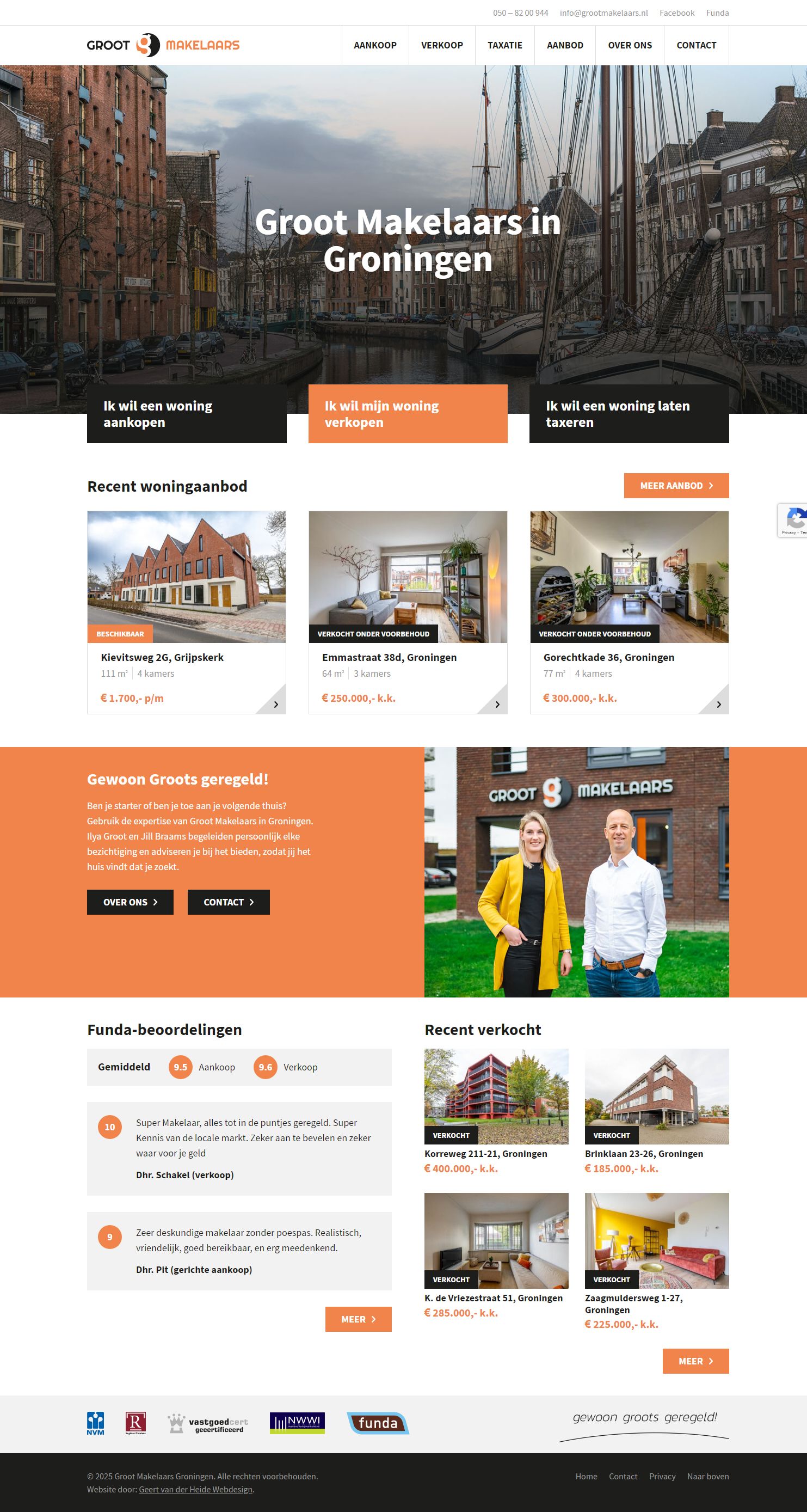 Screenshot van de website van www.grootmakelaars.nl