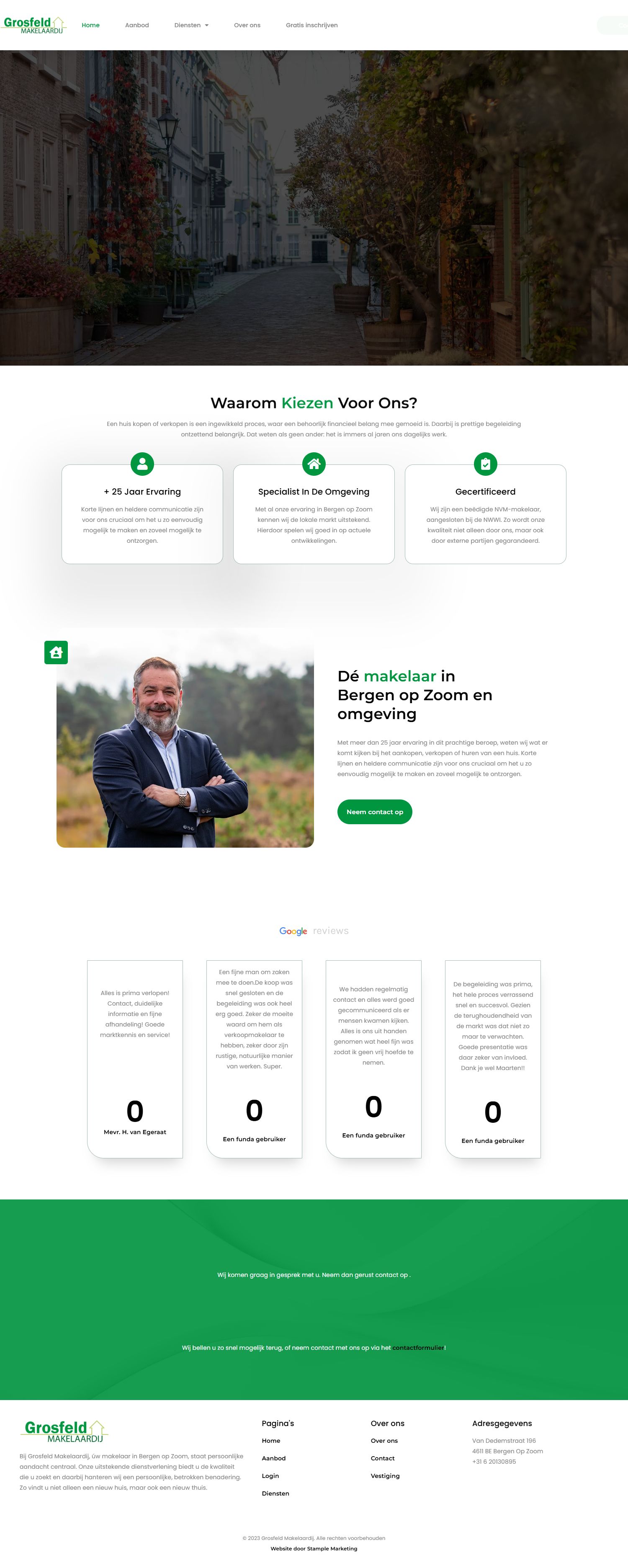 Screenshot of the website of www.grosfeldmakelaardij.nl