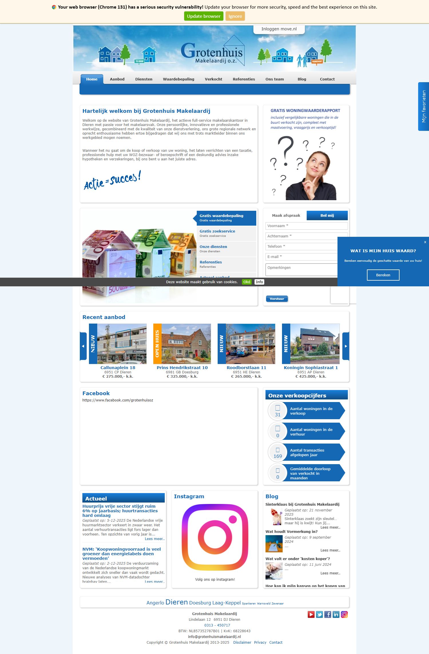 Screenshot of the website of www.grotenhuismakelaardij.nl