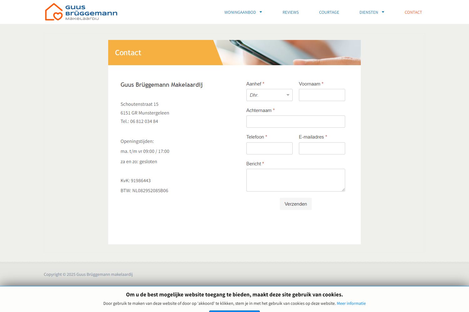 Screenshot van de website van www.guusbruggemann.nl