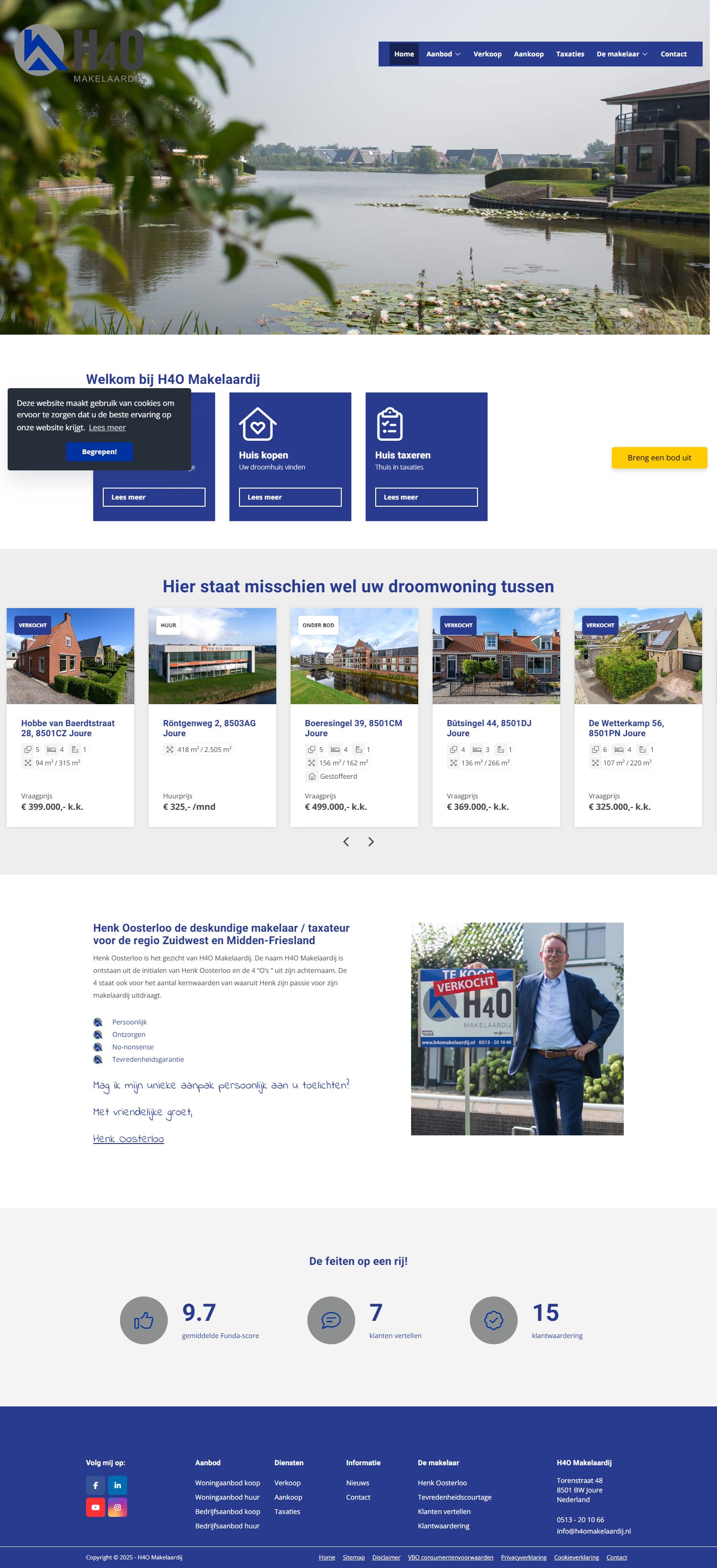 Screenshot of the website of www.h4omakelaardij.nl