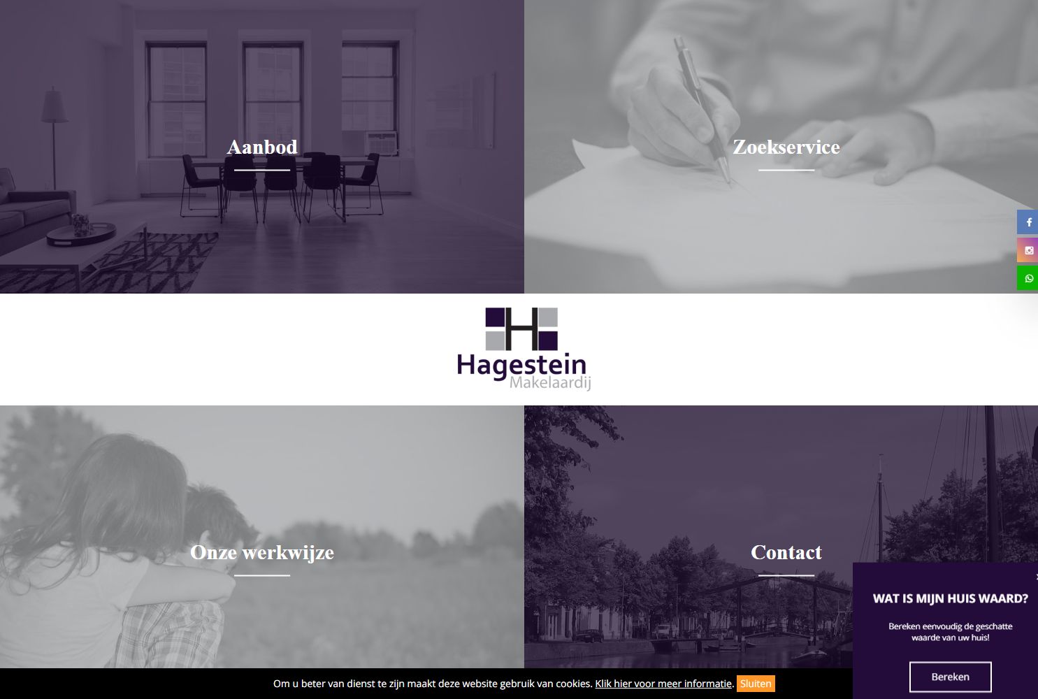 Screenshot of the website of www.hagesteinmakelaardij.nl