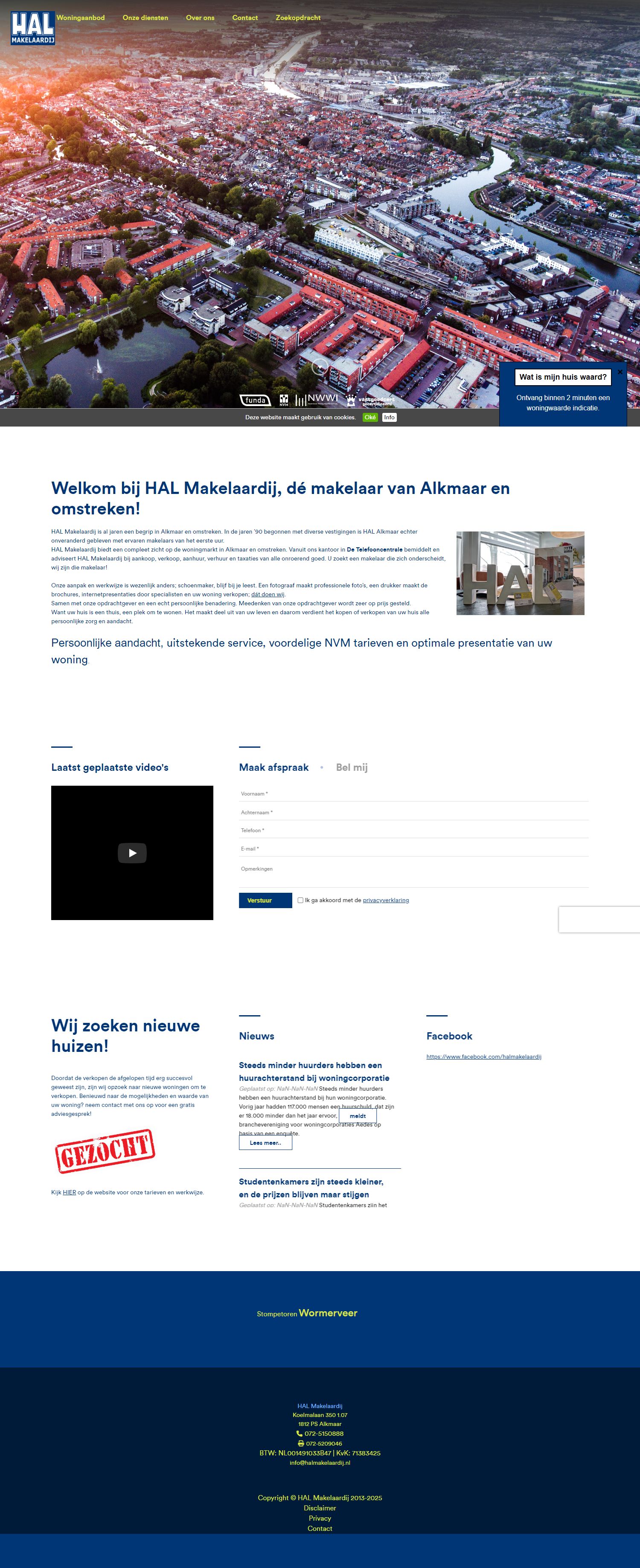 Screenshot van de website van www.halmakelaardij.nl