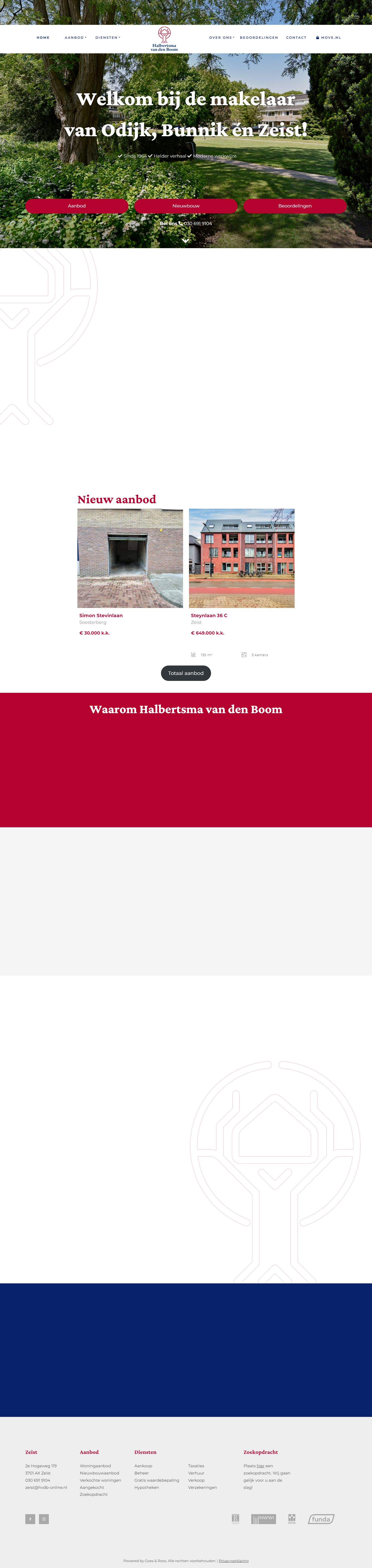 Screenshot van de website van www.hvdb-online.nl