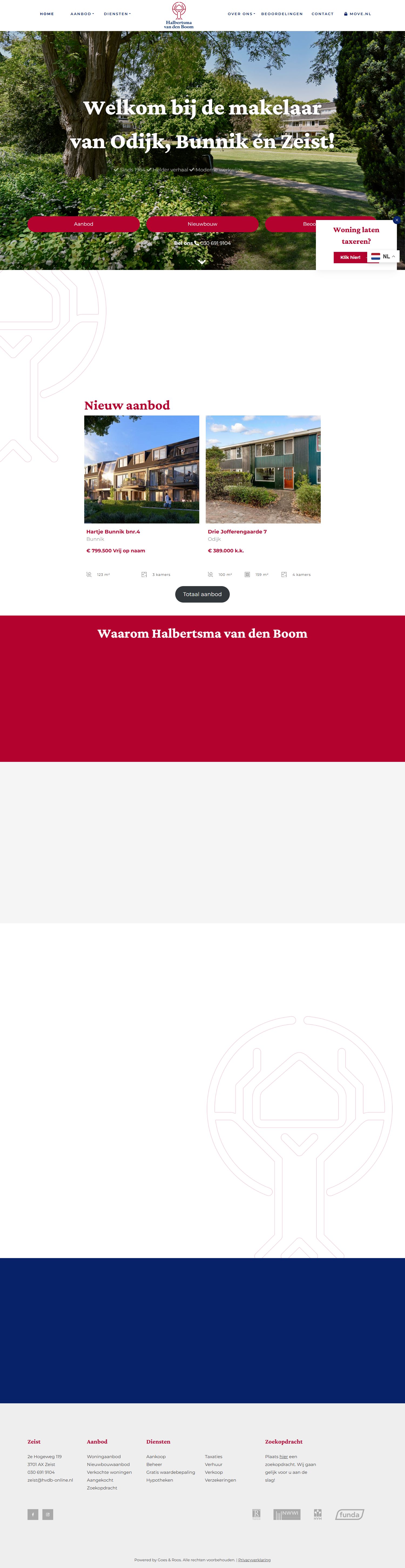 Screenshot of the website of www.hvdb-online.nl