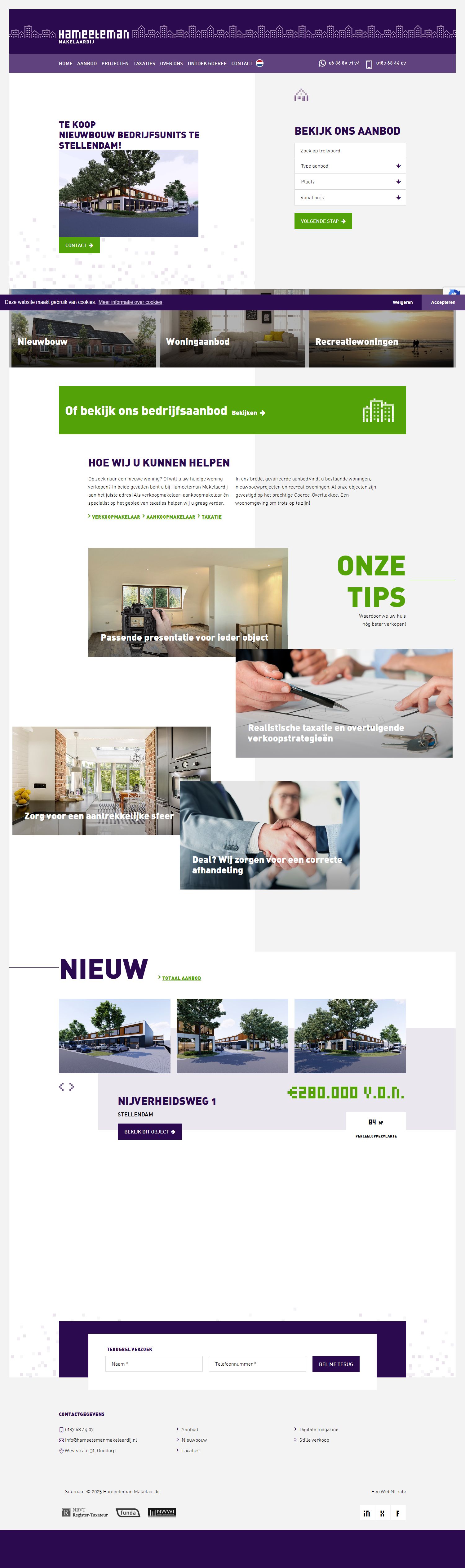 Capture d'écran du site web de www.hameetemanmakelaardij.nl