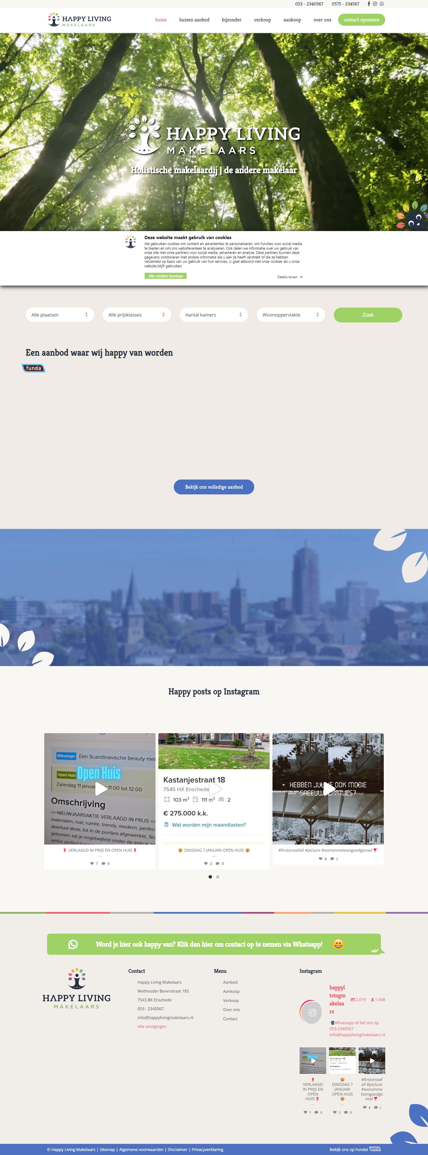 Screenshot van de website van www.happylivingmakelaars.nl