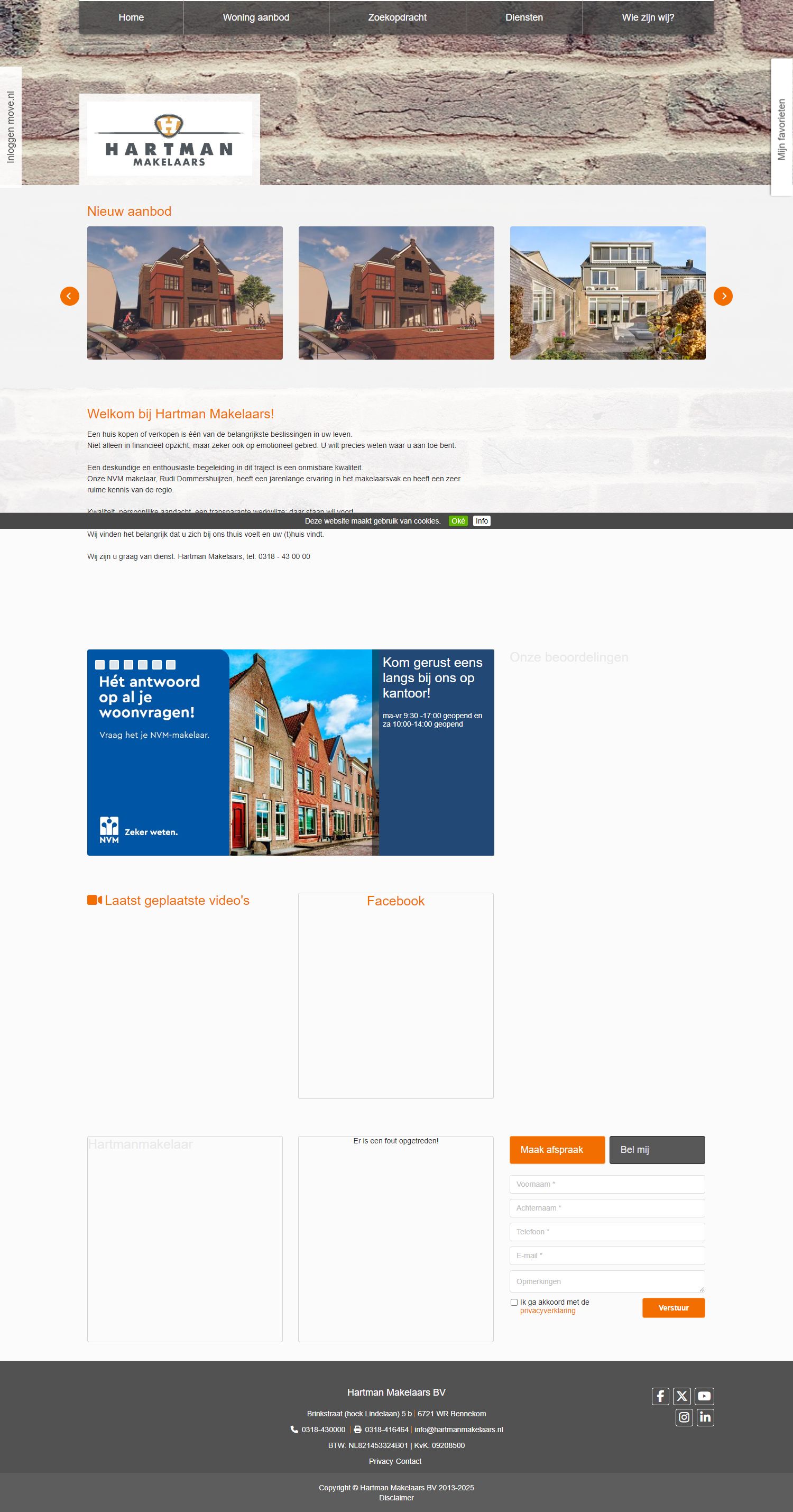 Screenshot van de website van www.hartmanmakelaars.nl