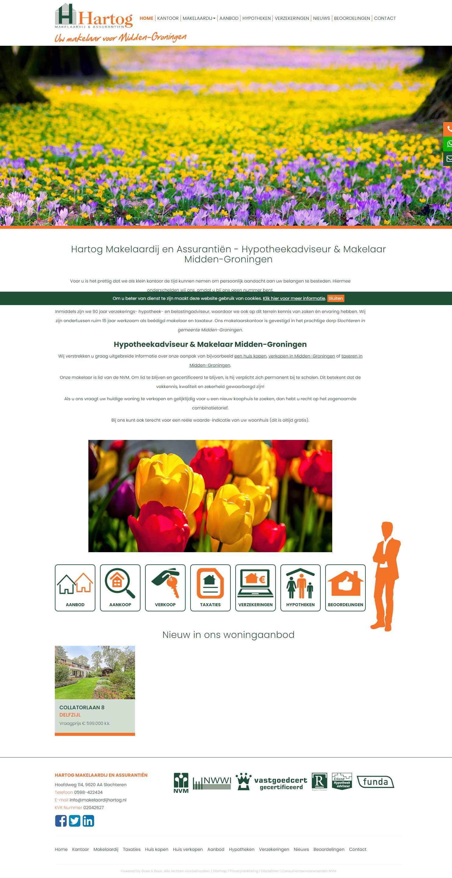 Screenshot van de website van www.makelaardijhartog.nl