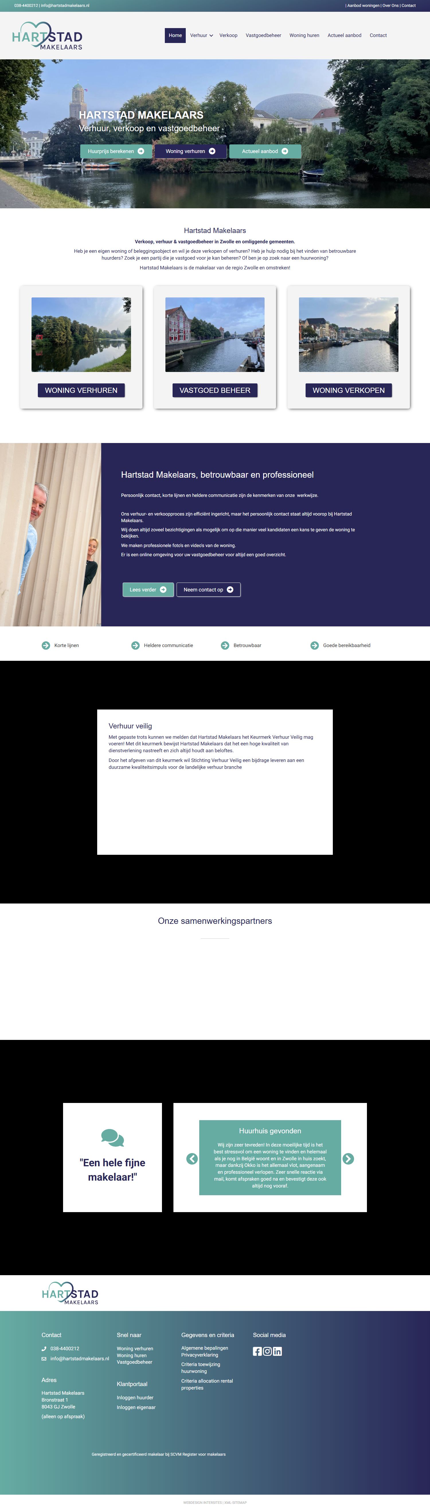 Screenshot of the website of hartstadmakelaars.nl