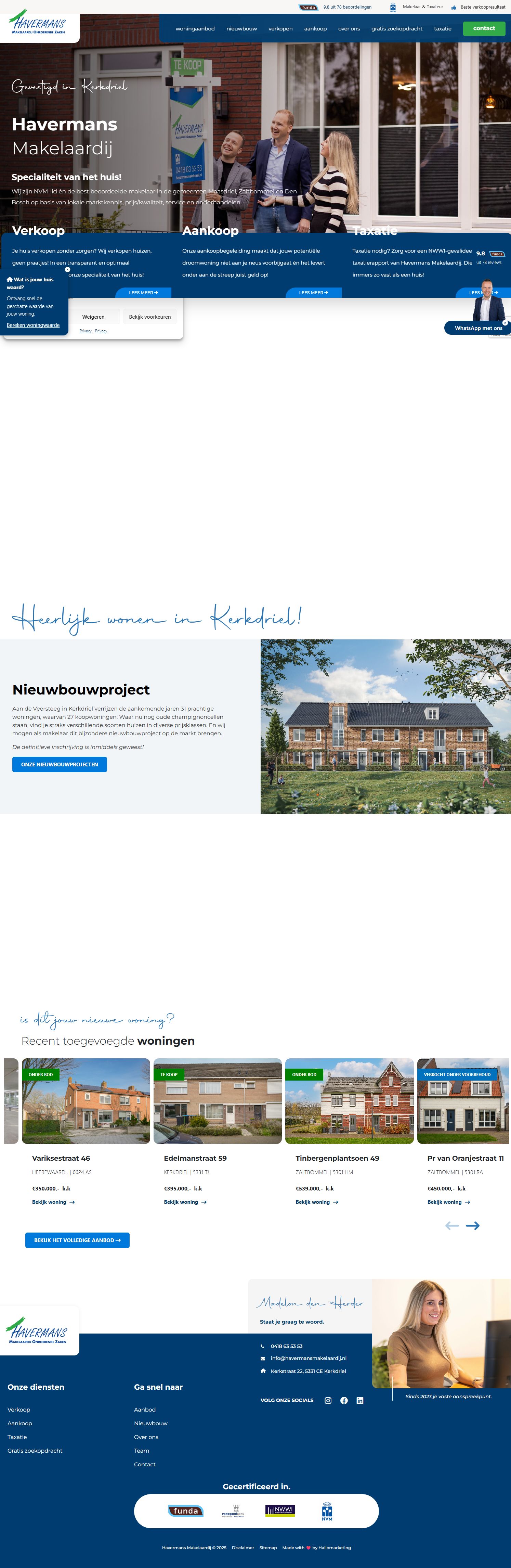 Screenshot van de website van www.havermansmakelaardij.nl