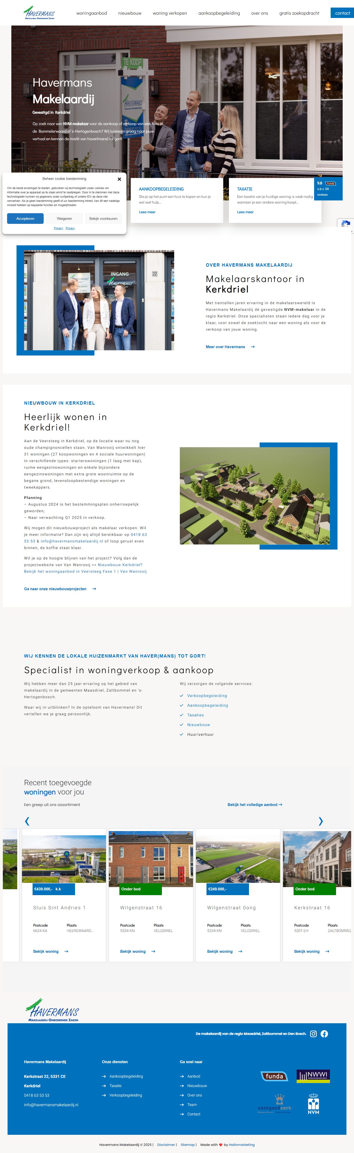 Screenshot van de website van www.havermansmakelaardij.nl