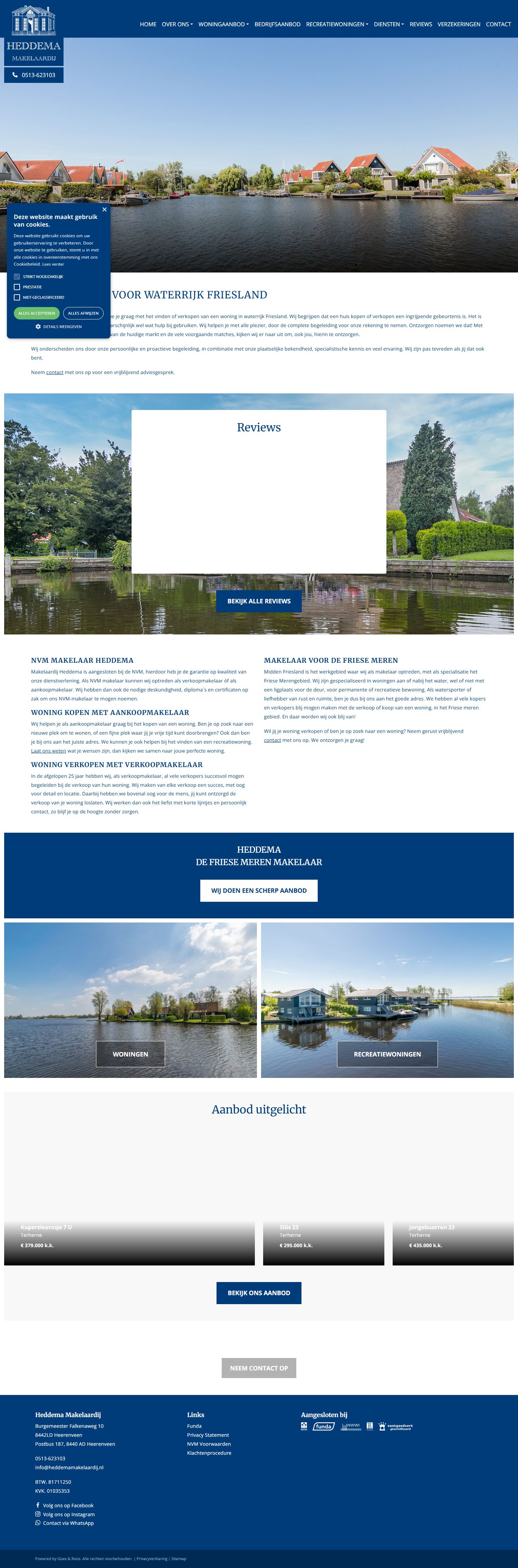 Screenshot van de website van www.heddema.nl