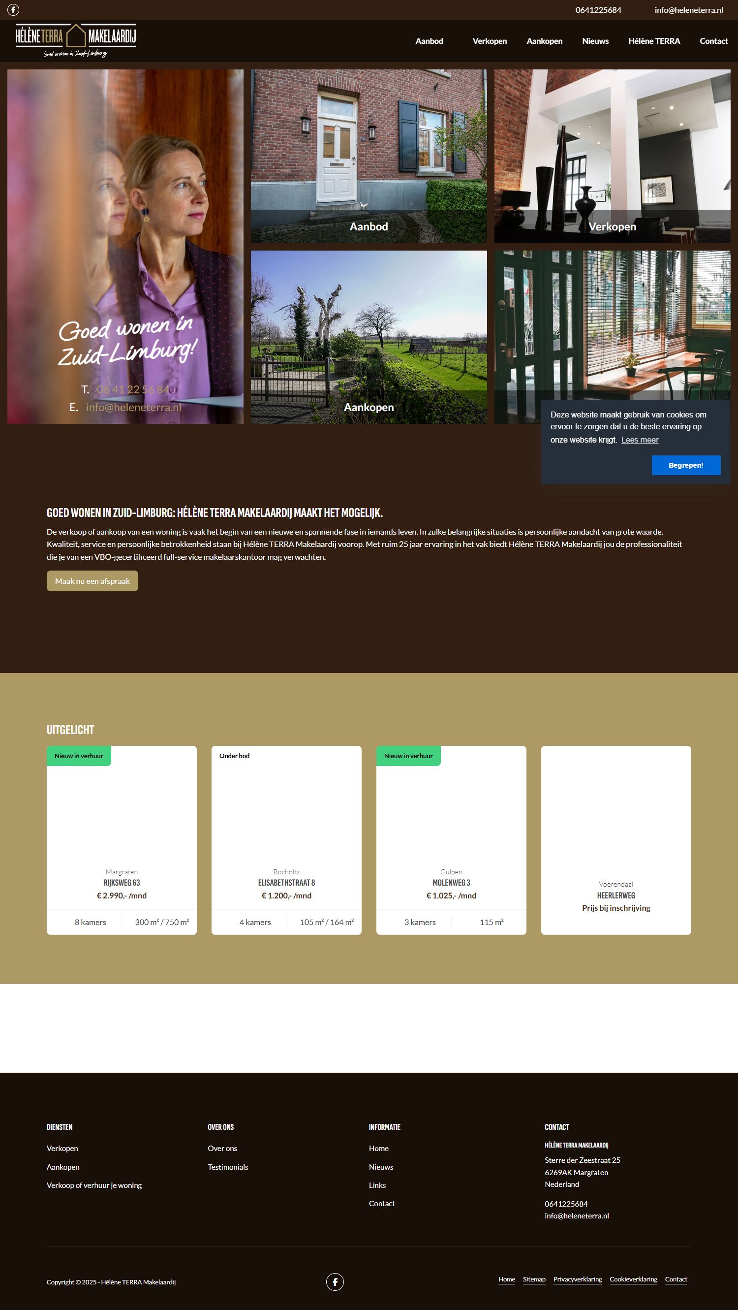 Screenshot of the website of www.heleneterra.nl