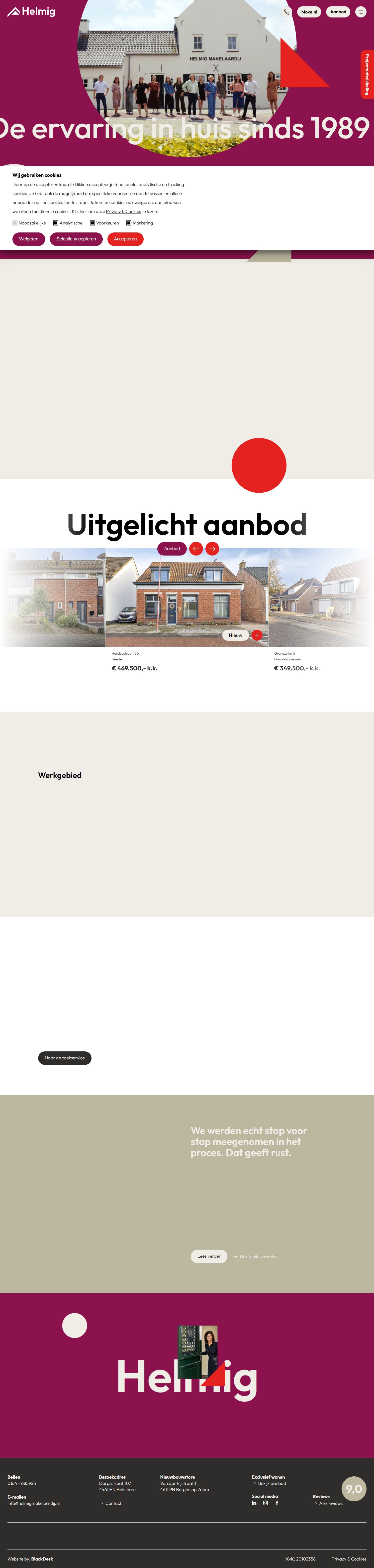 Screenshot van de website van www.helmigmakelaardij.nl