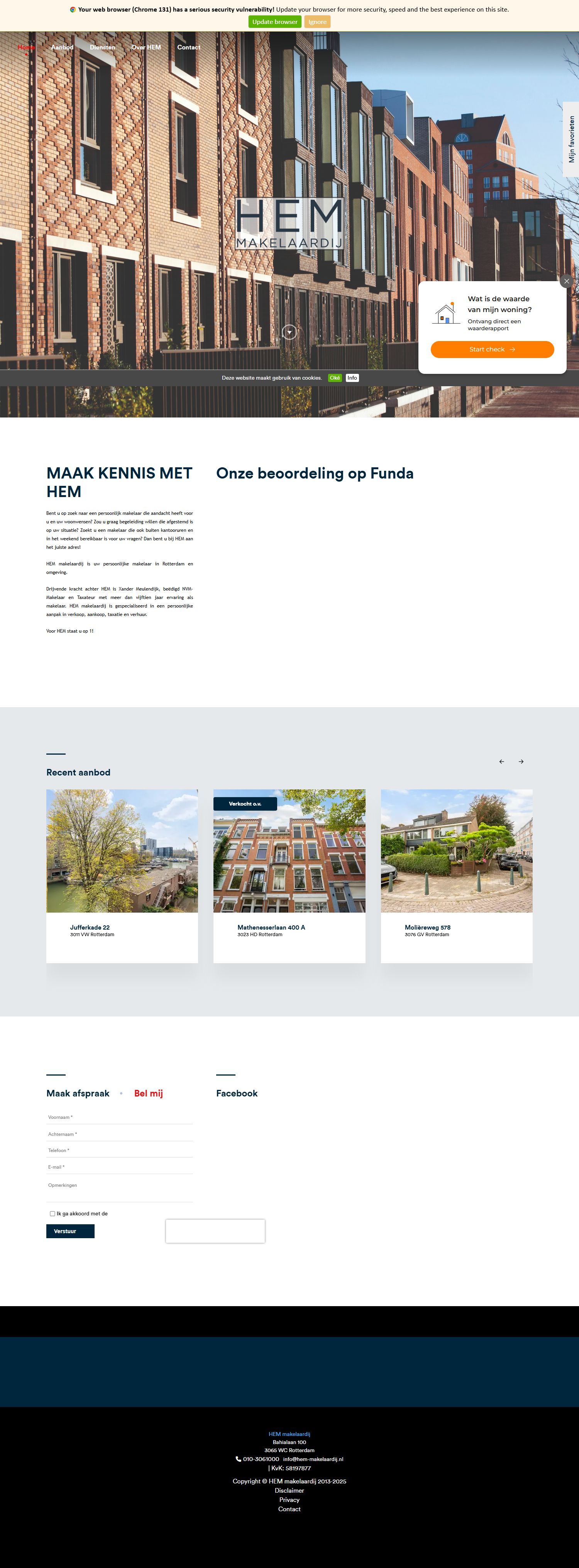 Screenshot of the website of www.hem-makelaardij.nl
