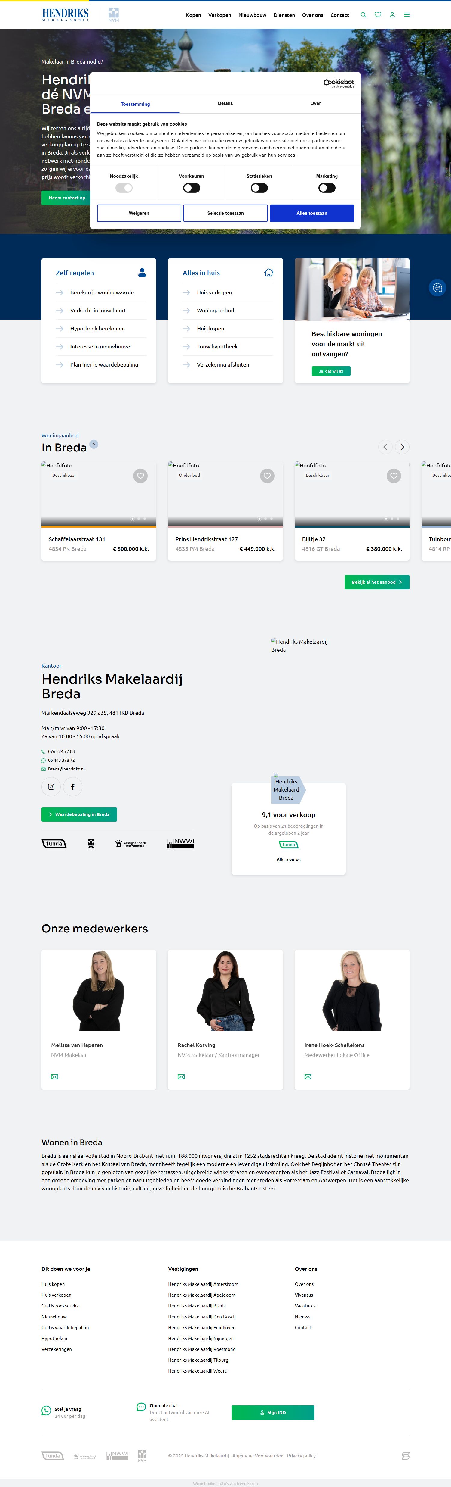 Screenshot van de website van hendriks.nl
