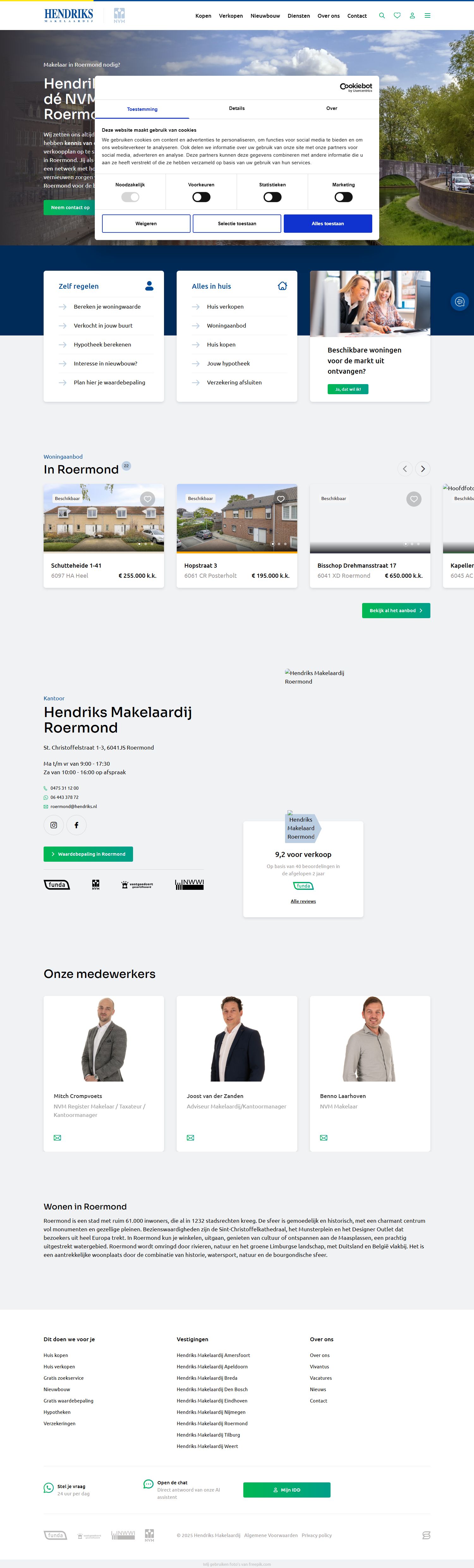 Screenshot of the website of www.hendriks.nl