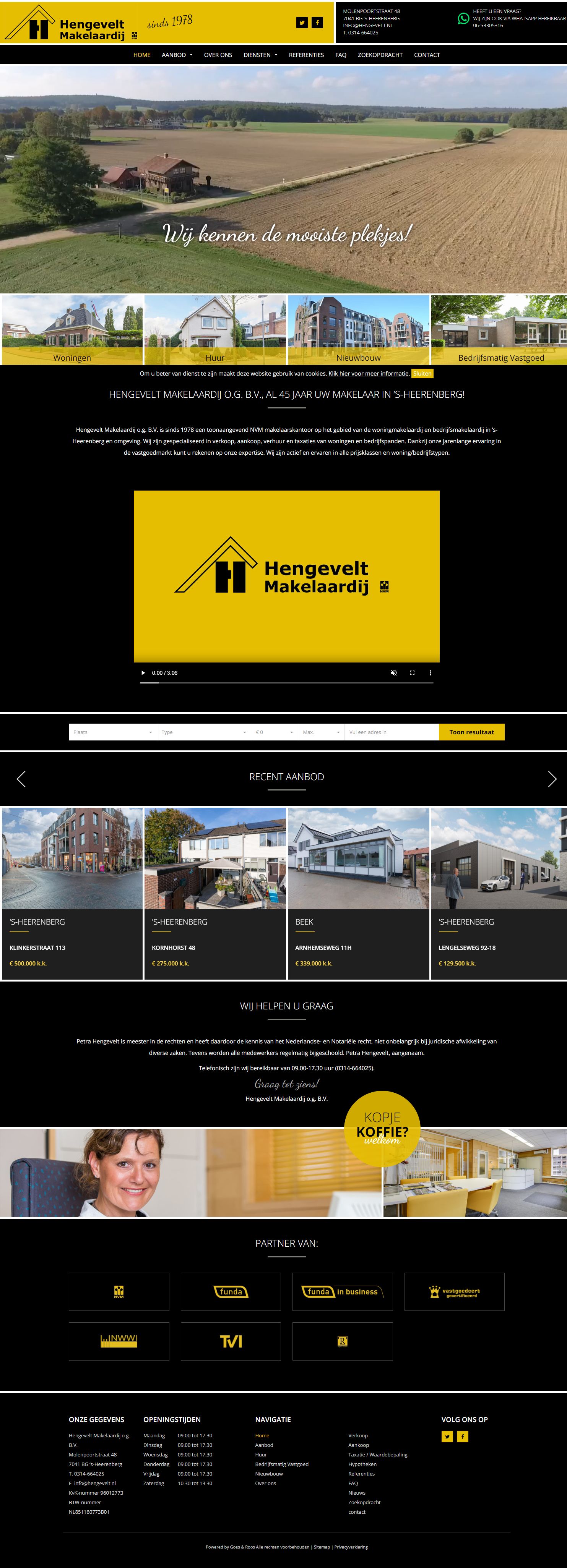 Screenshot van de website van www.hengevelt.nl