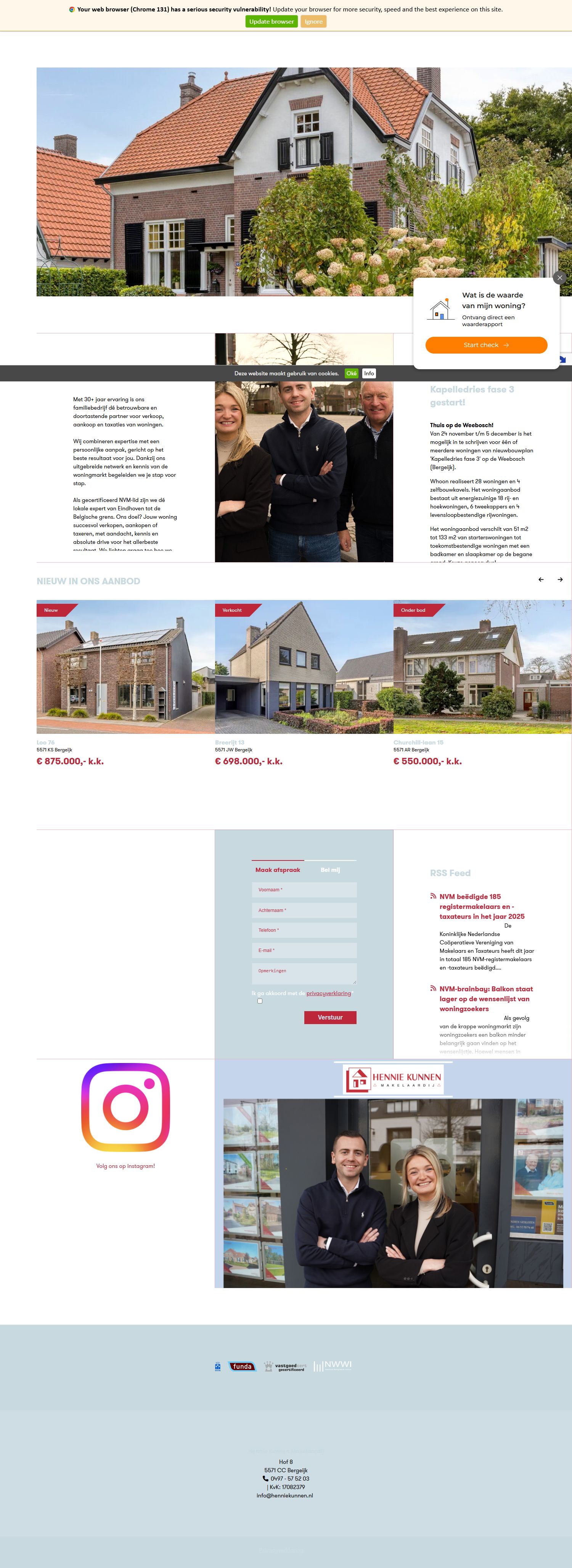 Screenshot of the website of www.henniekunnen.nl