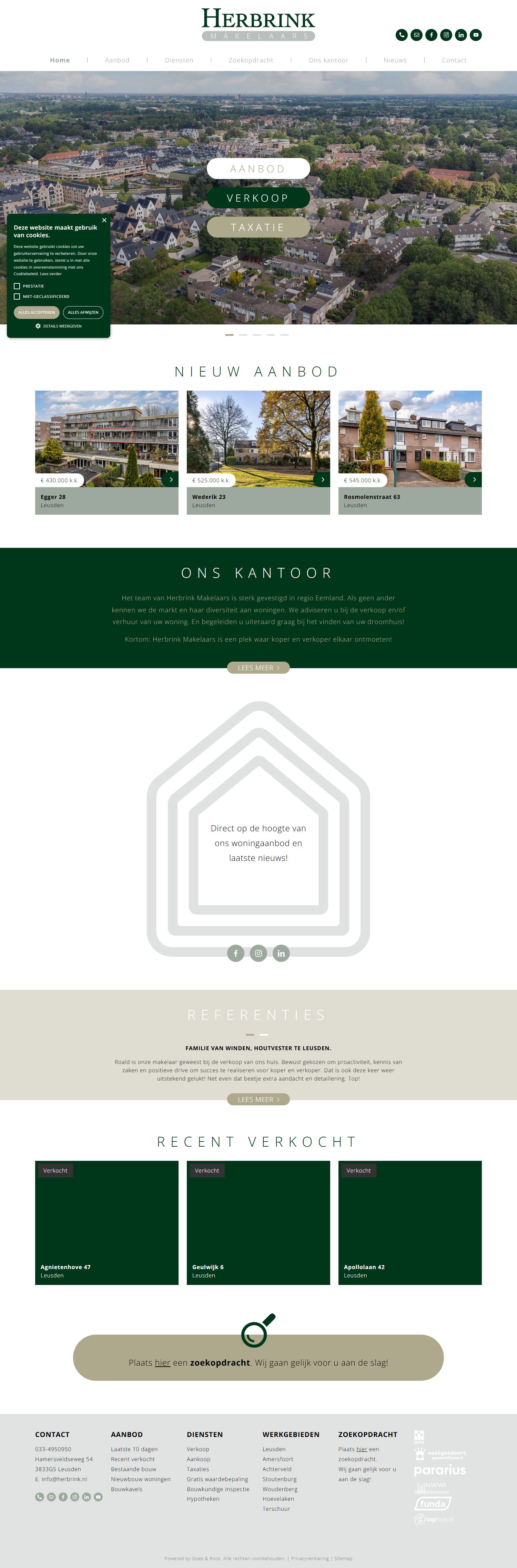 Screenshot van de website van www.herbrink.nl