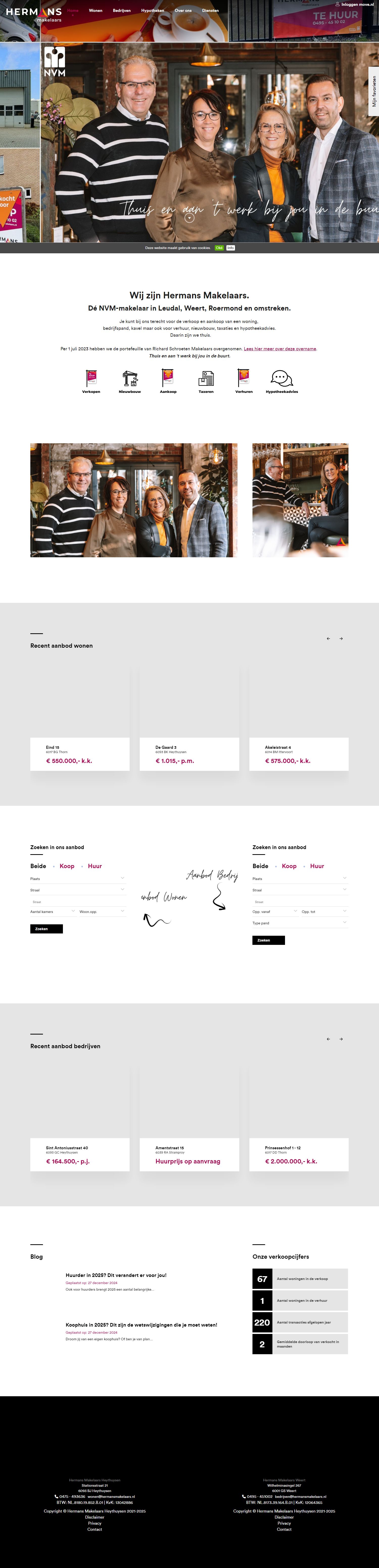 Screenshot van de website van www.hermansmakelaars.nl