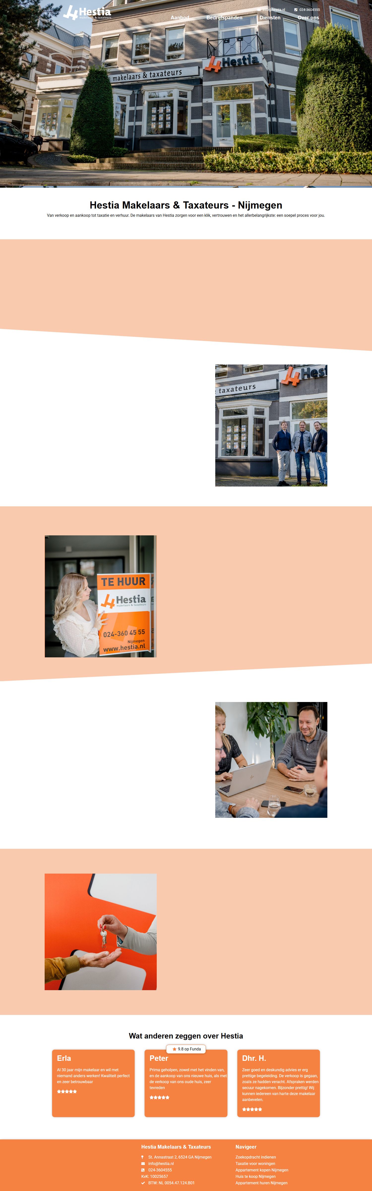 Screenshot of the website of www.hestia.nl