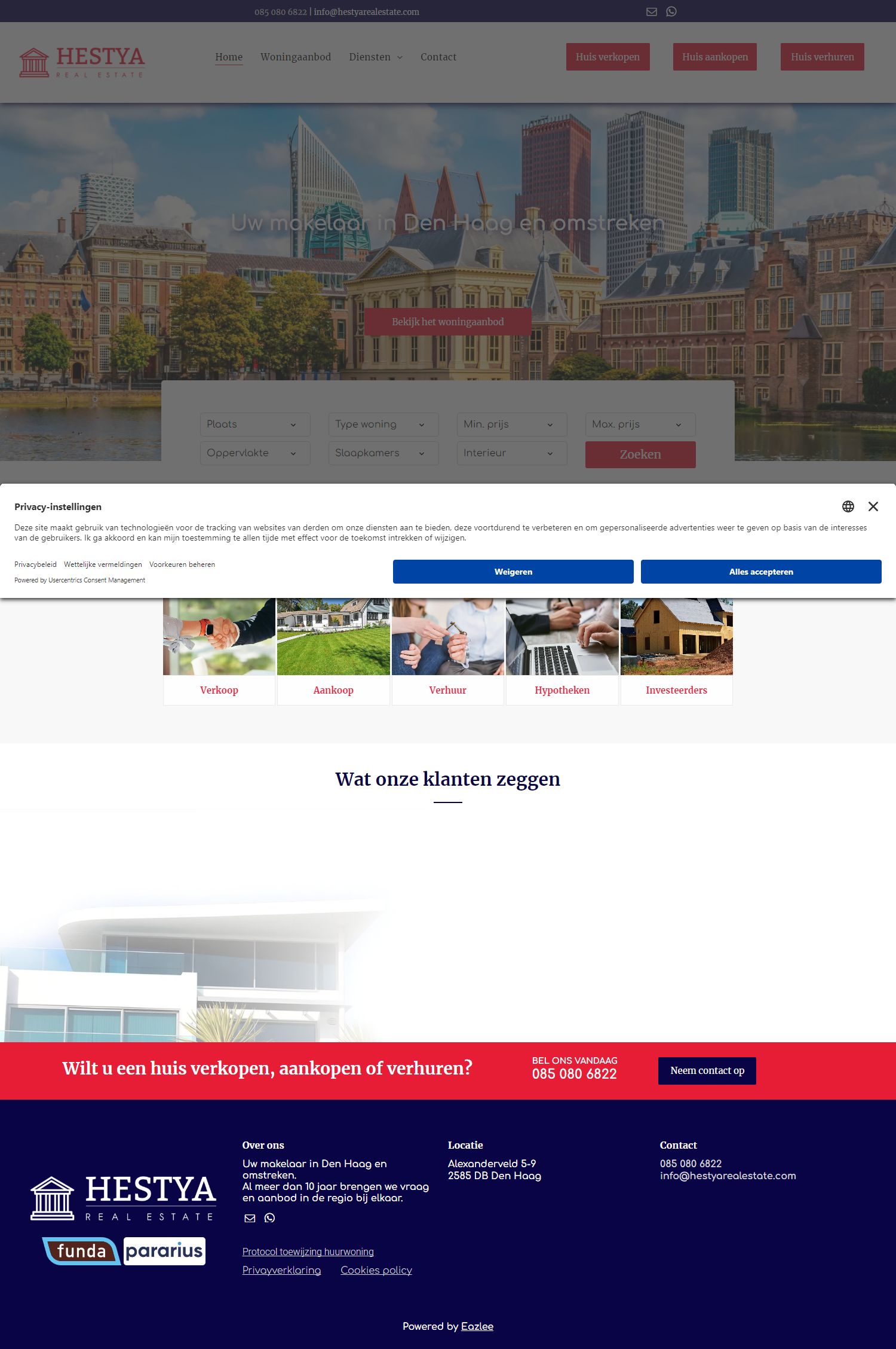 Screenshot van de website van www.hestyarealestate.com