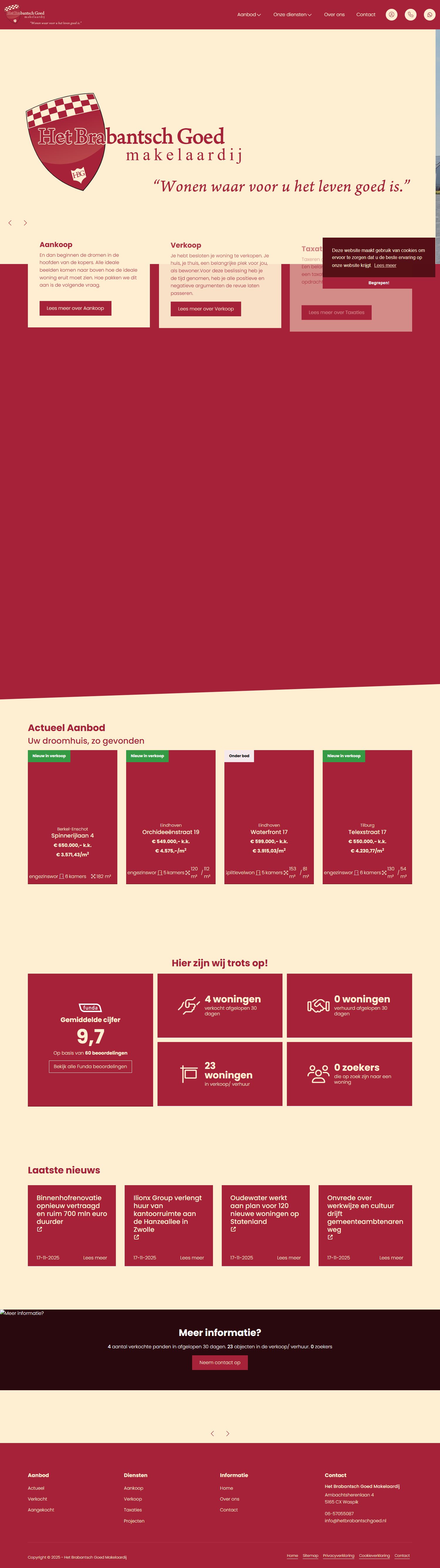 Capture d'écran du site web de www.hetbrabantschgoed.nl