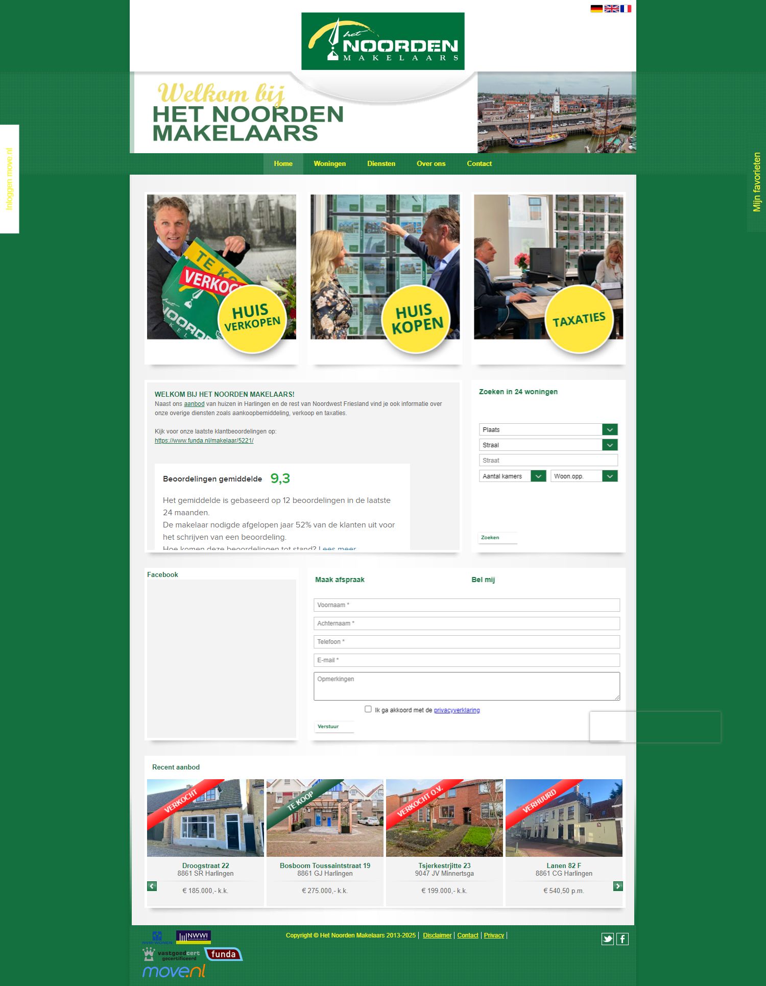 Screenshot van de website van www.hetnoordenmakelaars.nl
