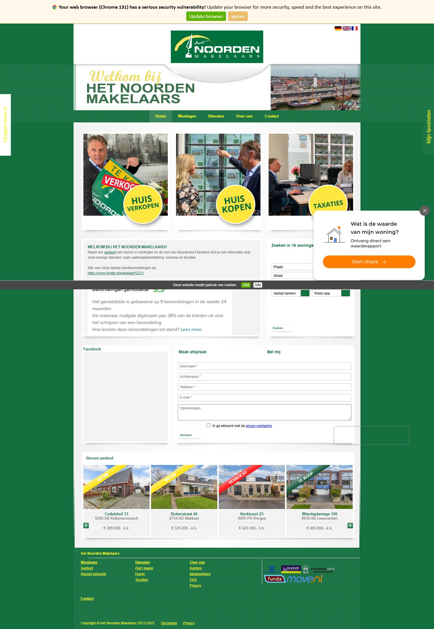 Screenshot of the website of www.hetnoordenmakelaars.nl