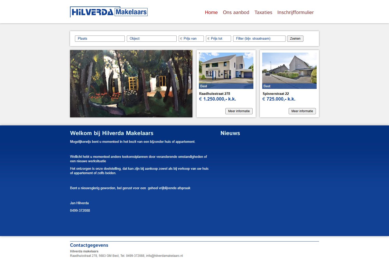 Screenshot of the website of www.hilverdamakelaars.nl
