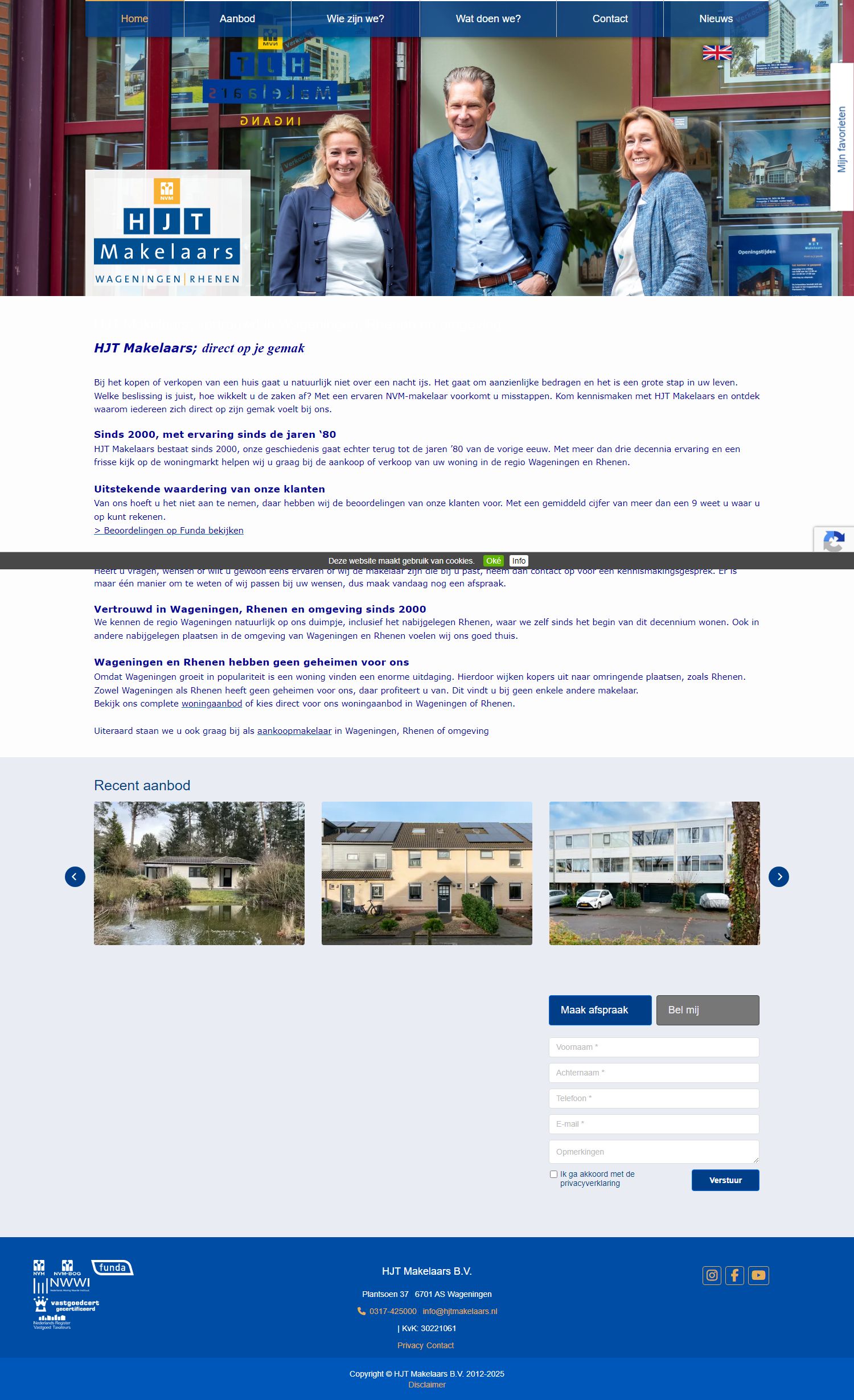 Screenshot van de website van www.hjtmakelaars.nl