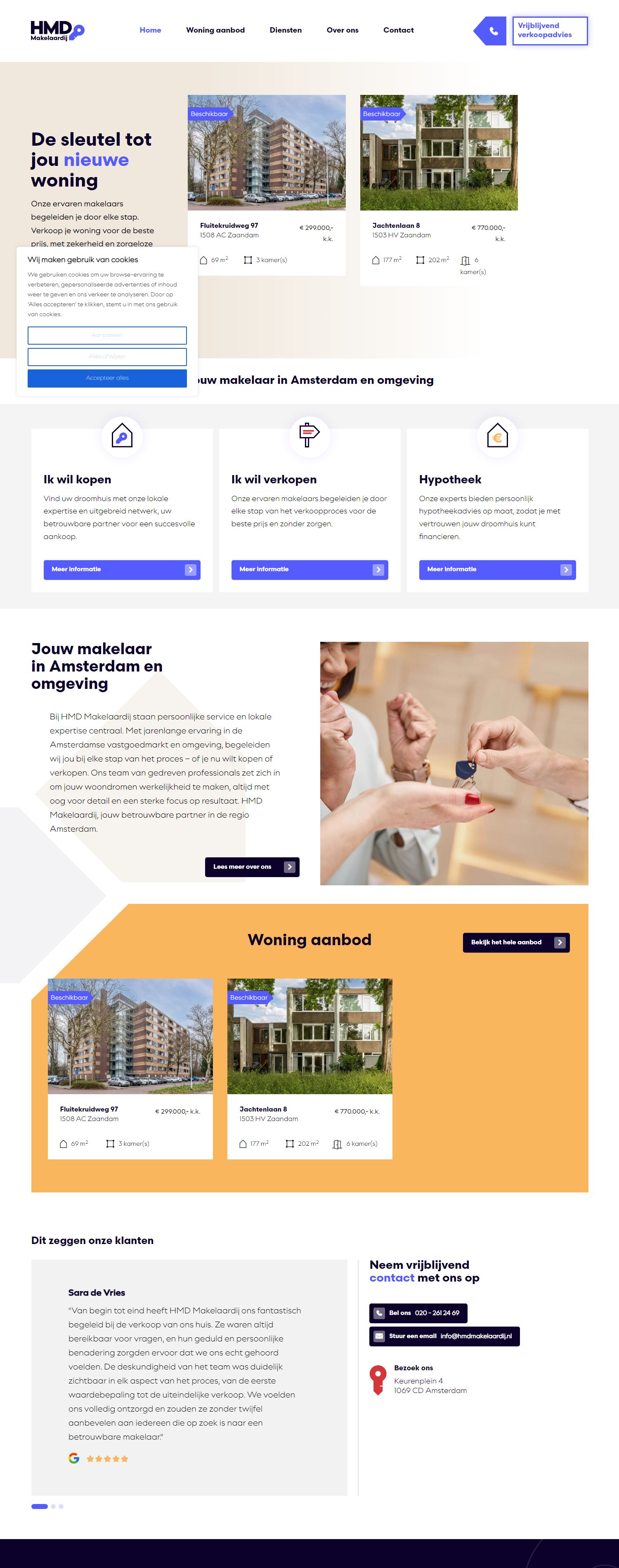 Screenshot van de website van www.hmdmakelaardij.nl