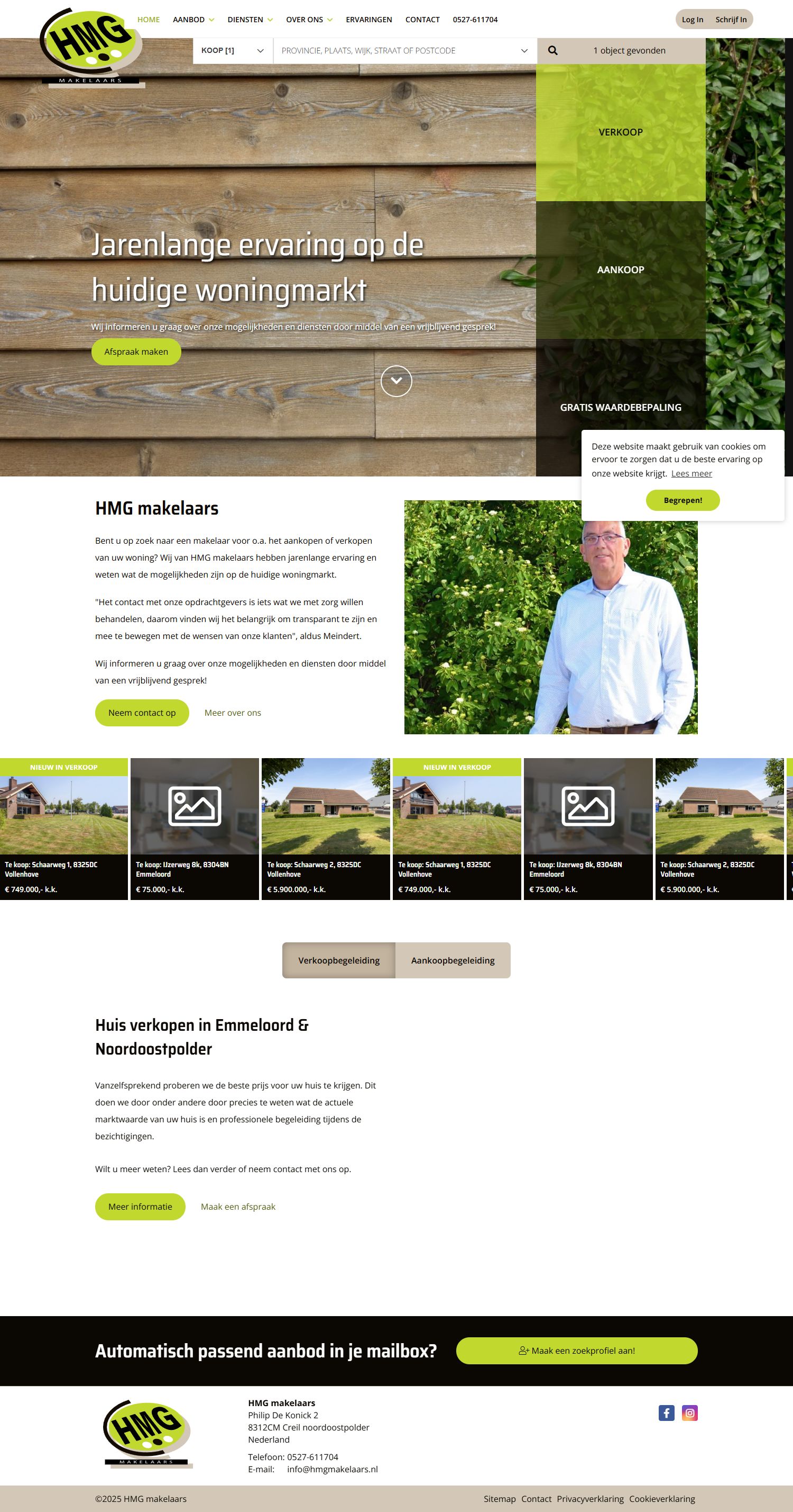 Screenshot der Website von www.hmgmakelaars.nl