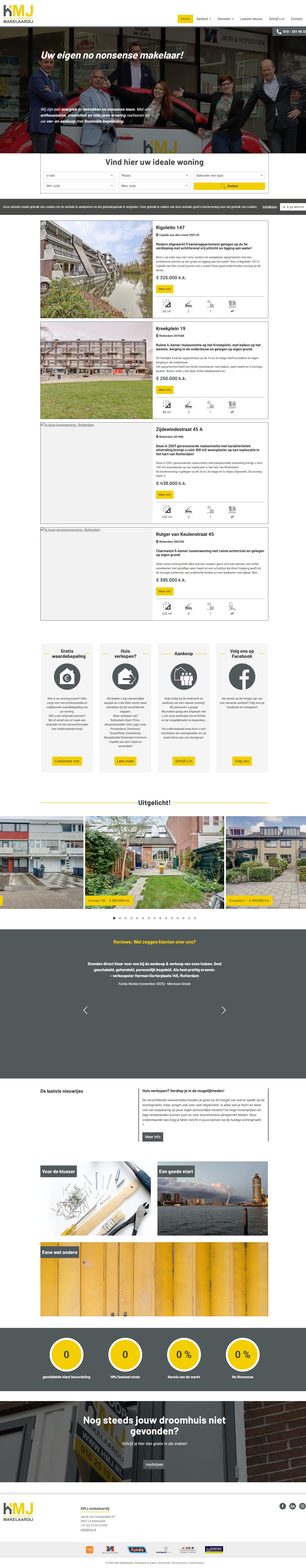 Screenshot of the website of www.hmj.nl